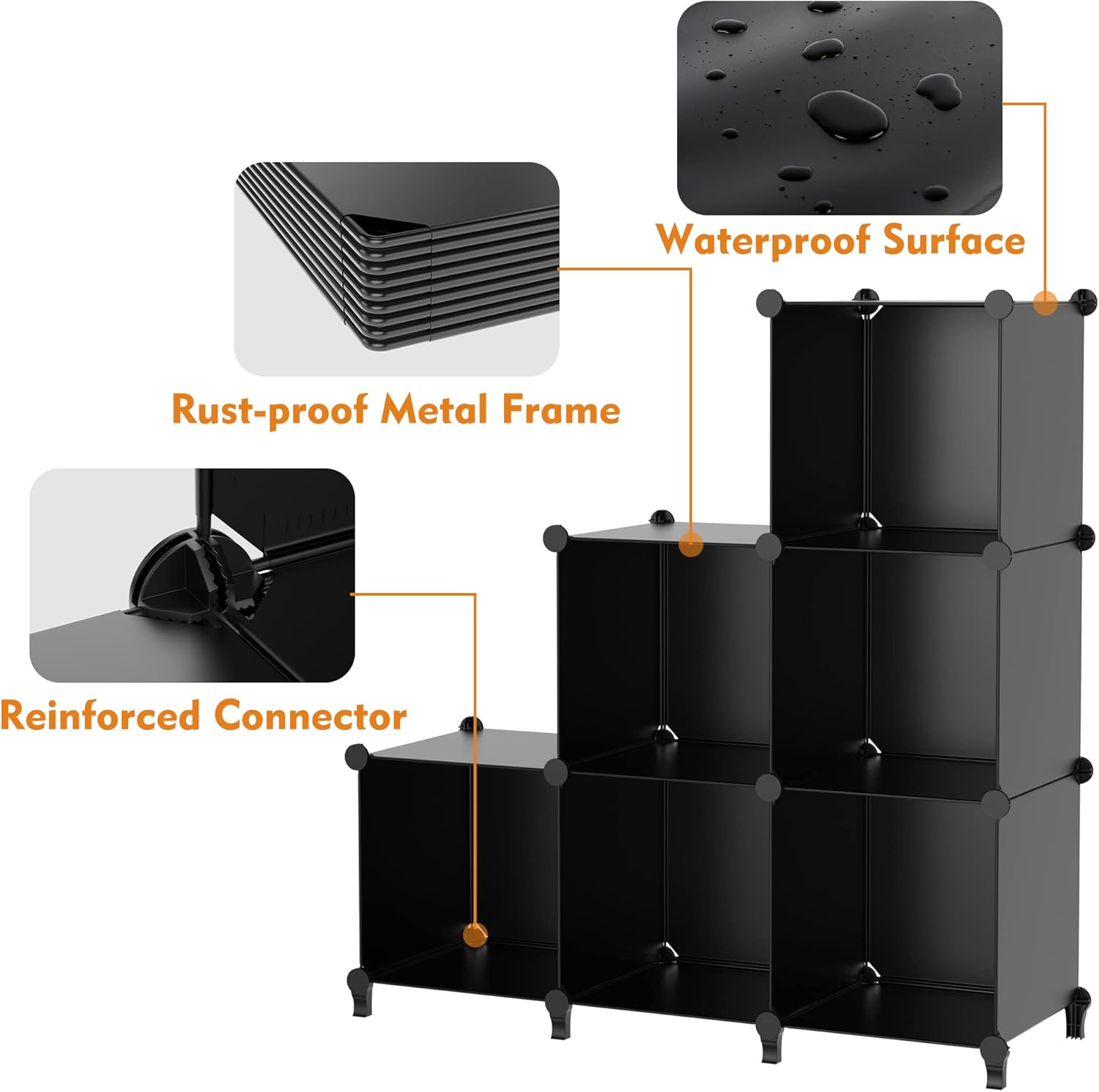 HOMIDEC Closet Organizers and Storage, 9 Cube Storage Organizer, Portable Closet Organizer Cubes Shelves for Clothes, Bedroom, Kids Room, Bathroom, Wardrobe, Garment Racks, Black - Image 8