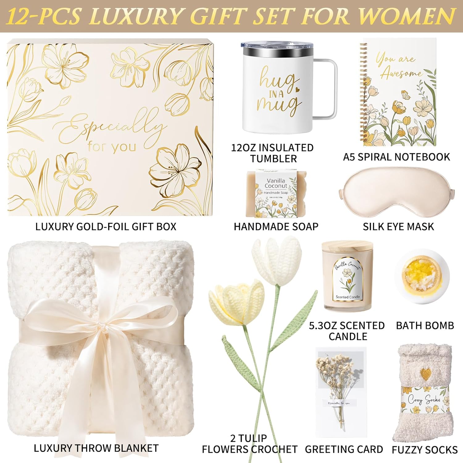 Mothers Day Birthday Gifts for Women Self Care Package, Get Well Soon Gift Baskets for Women Spa Gifts Set, Unique Thinking of You Inspirational Sympathy Gift Baskets for Mom Her Wife Friend Sister - Image 2
