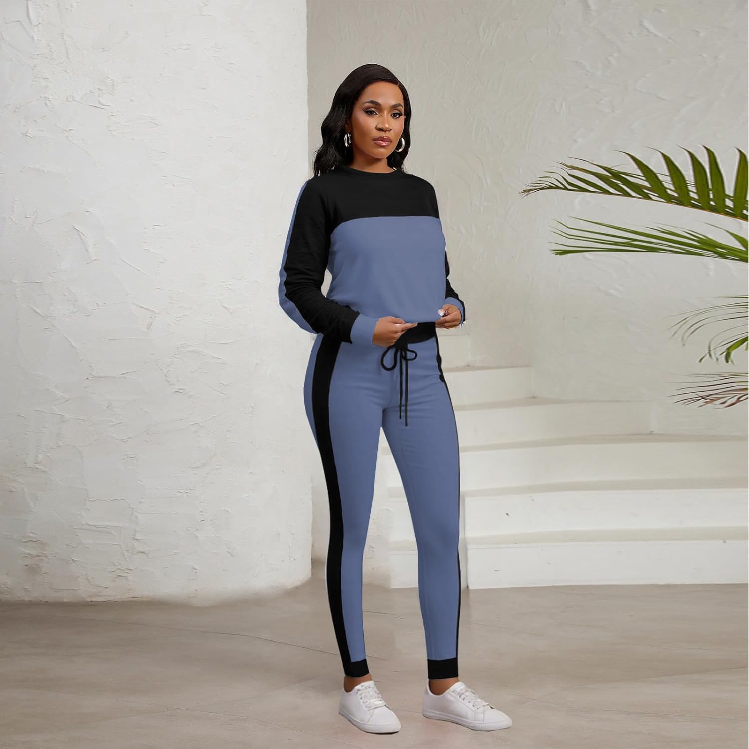 HBQ Women‘s Color Block 2 Piece Outfits Casual Travel Sweatsuits Lounge Sets 2025 Fall Fashion - Image 3