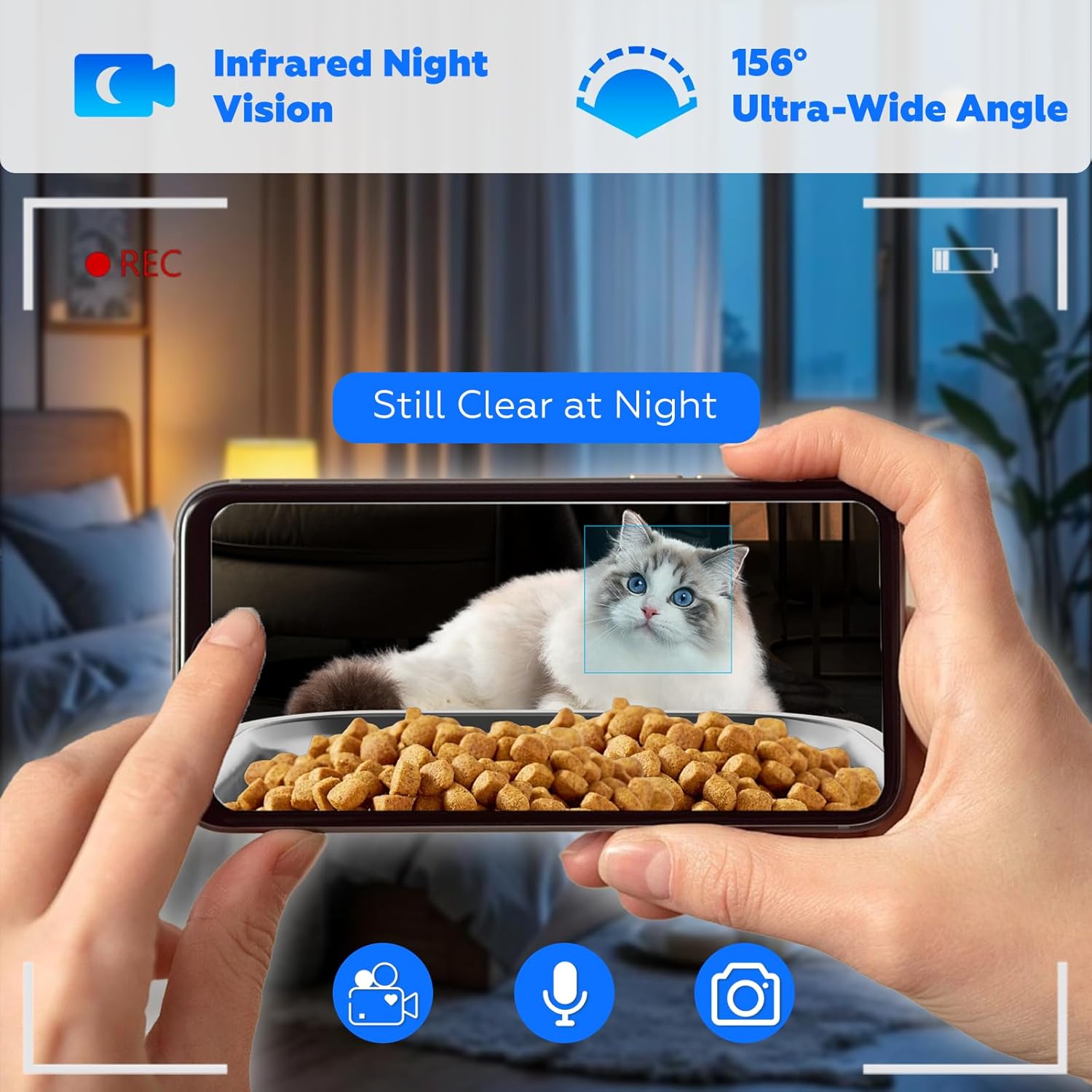 TYM Automatic Cat Feeder with 2 Camera for 2 Cats, 7L Dog Food Dispenser with Night Vision 2K 4MP, 5G WiFi Dual Auto Cat Feeder with Smart App for Multiple Cats & Small Dogs, Detachable for Clean - Image 6
