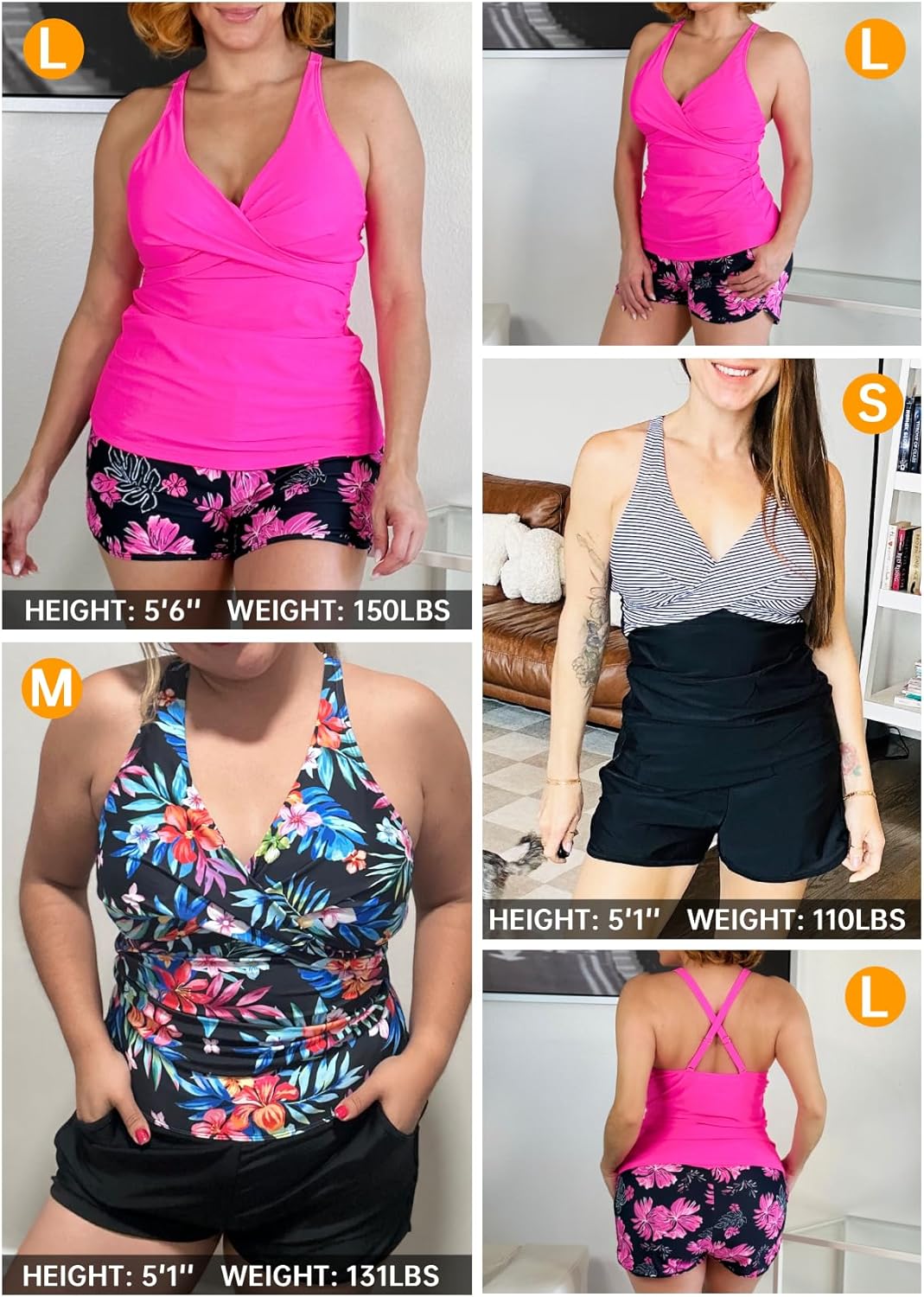 Women Tankini Swimsuits with Shorts - Two Piece Tummy Control Bathing Suits Top with Two Pockets Bottom Swimwear - Image 7