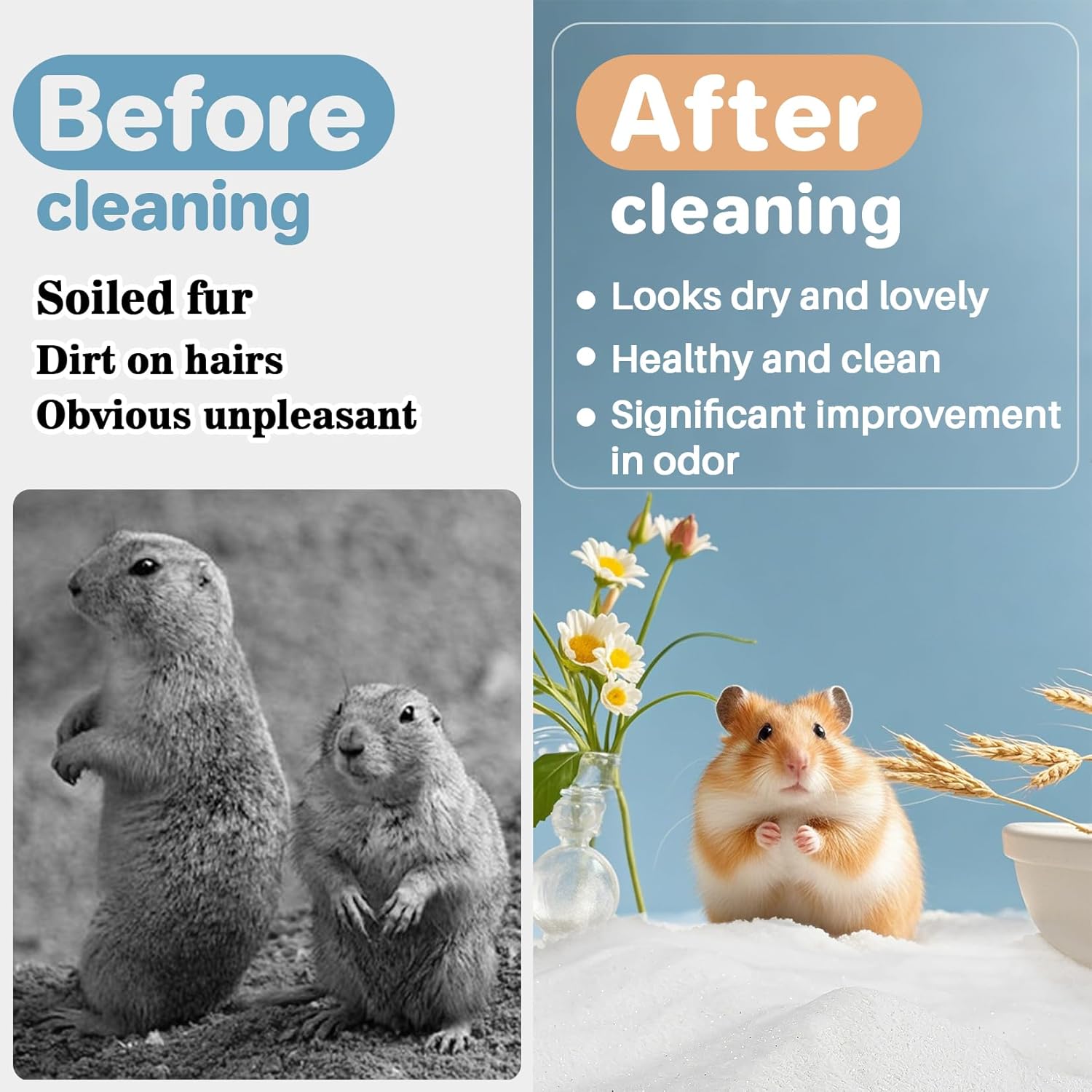 Sukh 14 OZ Hamster Sand Bath - Whit Fine Sand Hamster Bedding Reptile Silica Sand Gerbil Hideout for Hamster Chinchillas Gerbil Syrian Mice Small Animals Small Pets - Image 6