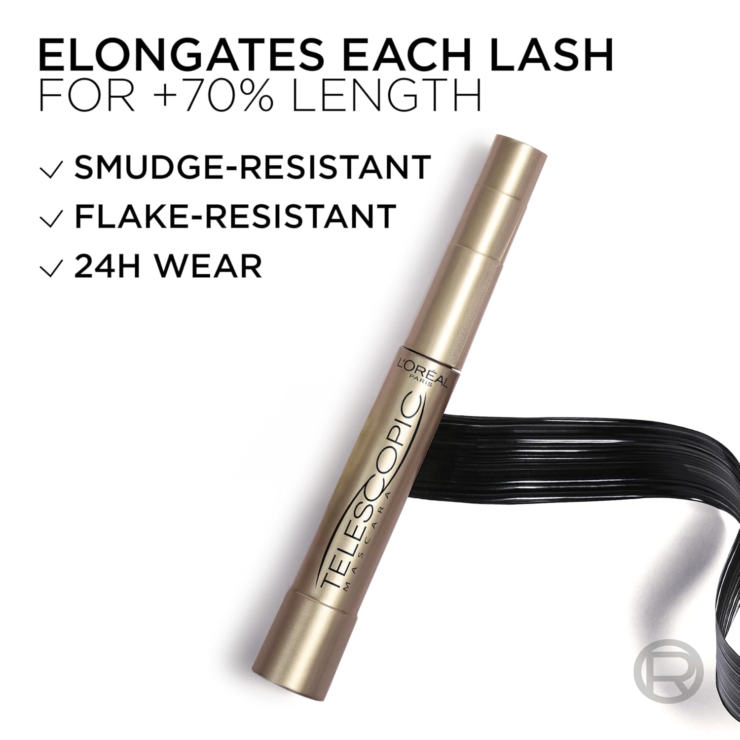 L’Oreal Paris Makeup Original Telescopic Mascara, Separating Mascara Volume and Length Formula, Waterproof, Black, 0.27 Fl Oz., 1 Count - Image 7
