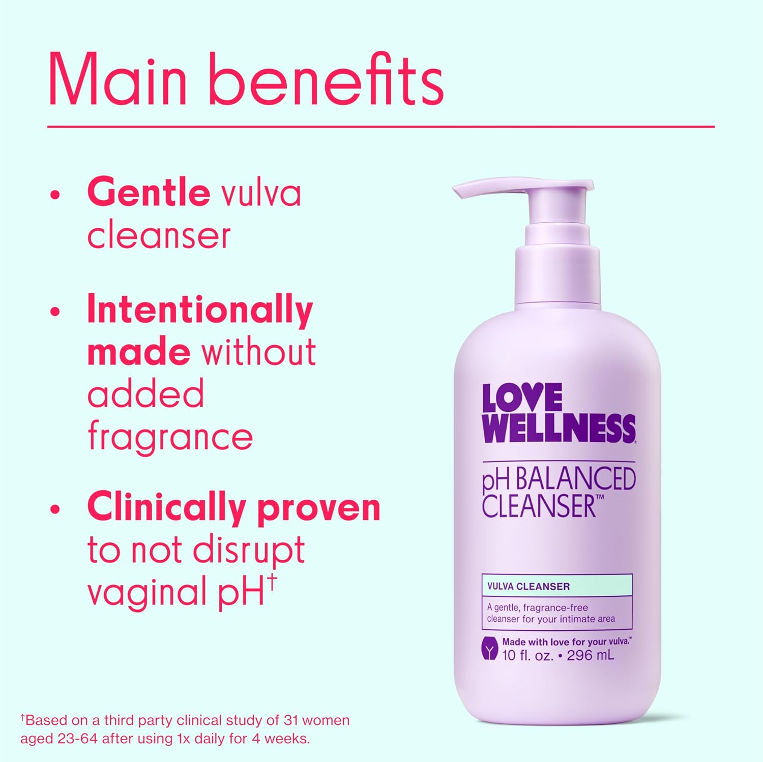 Love Wellness pH Balancing Cleanser | Feminine Vulva Wash for Intimate Health & Hygiene | Fragrance-Free, Non-Irritating & pH Matched | With Aloe Vera & Calendula for Sensitive Skin | 10 Fl Oz - Image 2