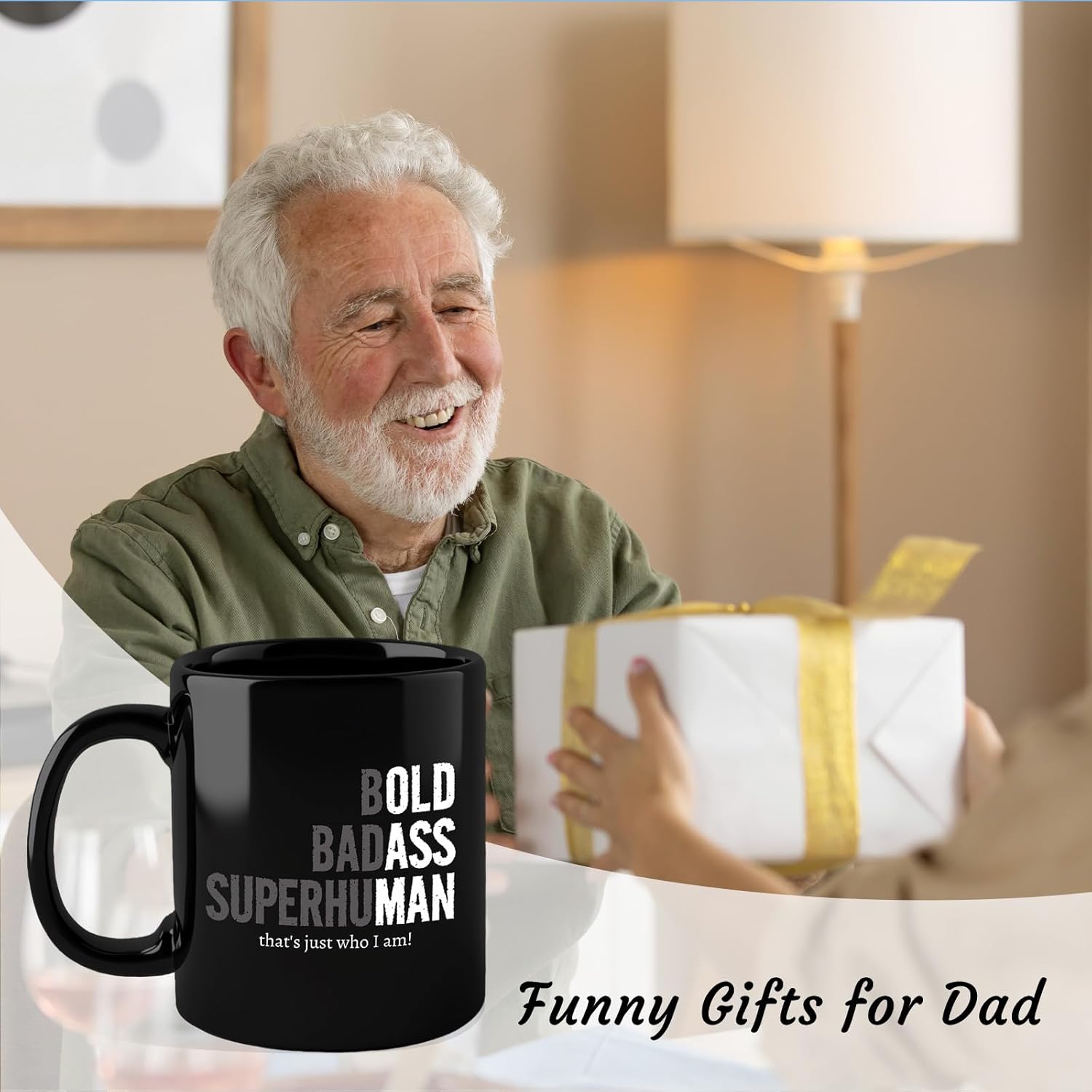 Funny Dad Mug 11Oz Father's Day Gifts for Dad, Gifts for Men, Funny Old Man Saying Gag Gift Christmas Birthday Gifts for Dads, Bold Badass Superhuman Mug - Image 3