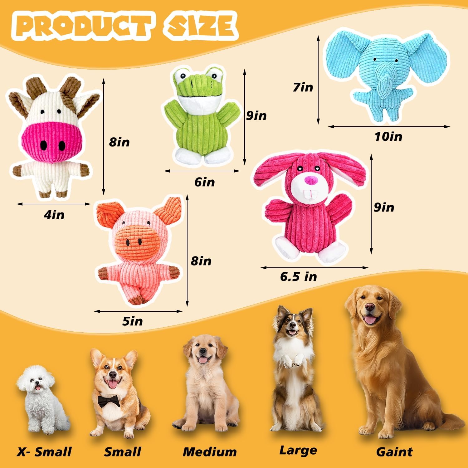 MRSOHRET 5 Pack Squeaky Dog Toys, Tough Stuffed Plush Puppy Tough Chew Toys, Durable Plush Animal Dog Toy for Large Small Medium Dogs to Keep Them Busy - Image 2