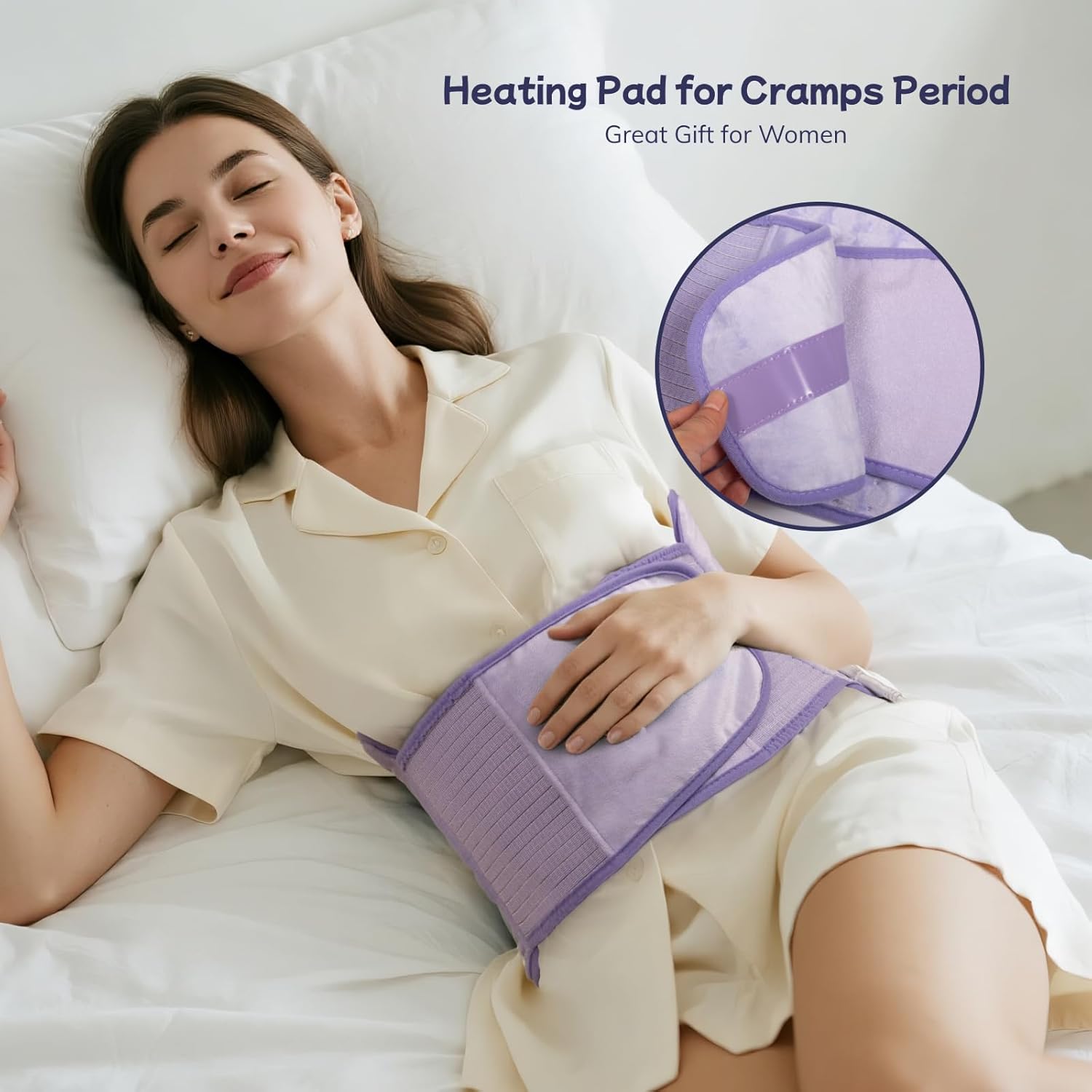 Heating Pad for Period Cramps, Upgraded Wrap Heating Pad for Back Pain Relief, Large 12''x 24''Heat Pad +26" Belt Adjustable 4 Timer 6 Heat Level Auto Shut Off, Christmas Birthday Gifts for Women Mom - Image 4