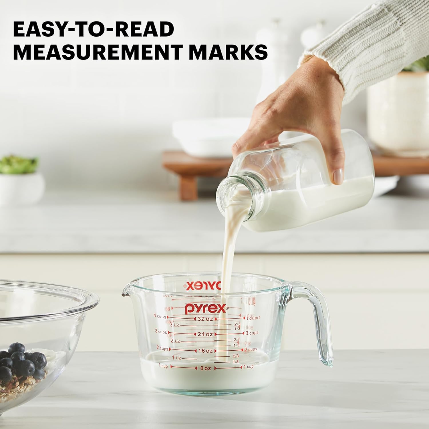 Pyrex Essentials (3-Pack) Glass Measuring Cups Set, (1, 2 & 4 Cup) Measuring Cups For Prepping, Baking and Cooking, Preheated Oven, Dishwasher, Freezer, and Microwave Safe - Image 2