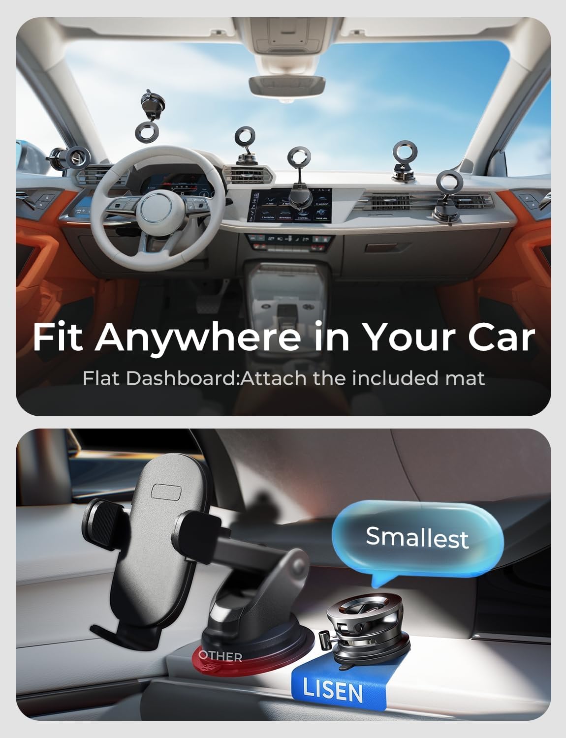 LISEN for Magsafe Car Mount, Phone Holders for Your Car, Magnetic Car Accessories for Women Men Truck Jeep BMW Ford, Gifts for Mother Day, for iPhone 17 Pro Max 16 15 14 13 12, Samsung S26, Black - Image 3