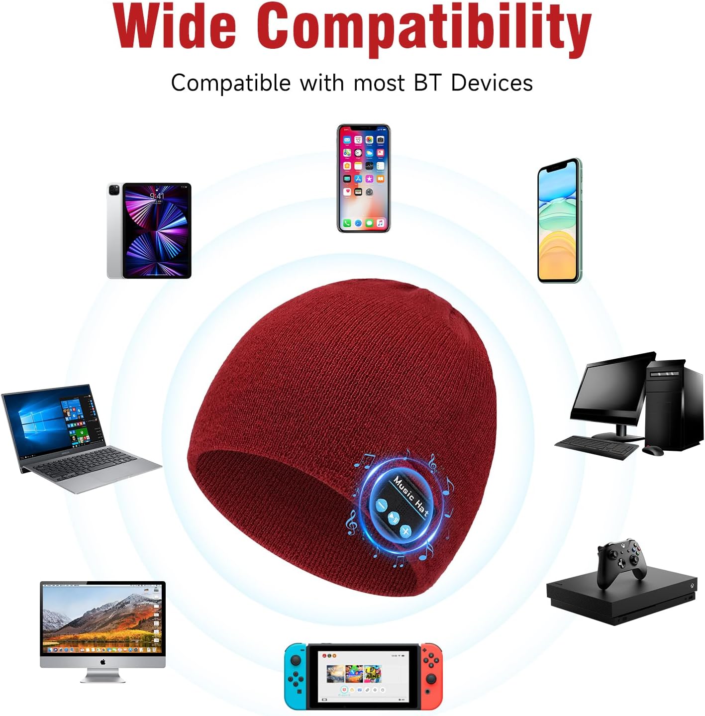 Bluetooth Beanie for Men Women, HD Stereo Sound Beanie with Headphones, Christmas Tech Gift & Stocking Stuffer Idea - Image 4