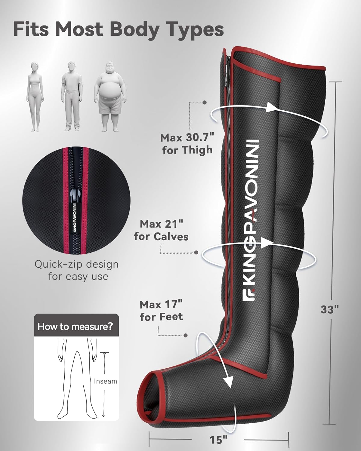 KingPavonini Leg Compression Massager for Circulation, Professional Air Compression Boots, Sequential Full Leg Massager for Circulation and Pain Relief FSA, Recovery Boots for Athletes Men Women - Image 5