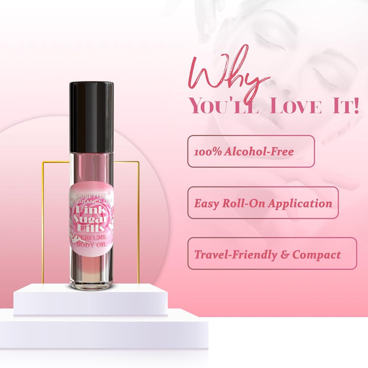 MOBETTER FRAGRANCE OILS Pink Sugar Hills Women Perfume Body Oil, notes of raspberry, cotton candy, and vanilla, creating a floral and fruity scent, travel size long lasting scent - Image 4