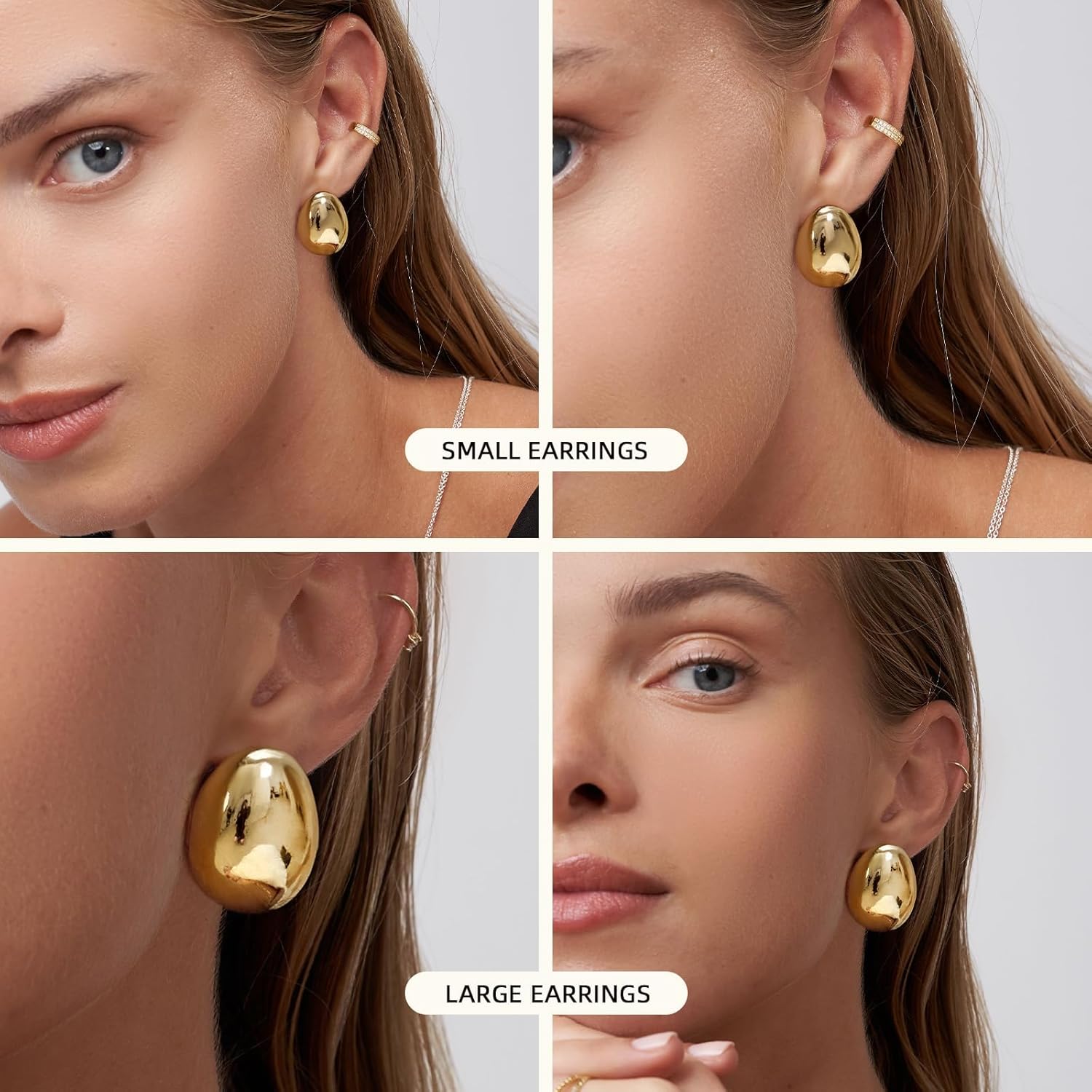 Risamil Chunky Gold Earrings for Women Trendy, Dainty 14K Gold Plated 2/3 Pairs Statemenet Earrings Thick Dangle Teardrop Earrings Big Hoop Earring Sets Large Unique Stud Earrings Gold Jewelry for Women Gifts - Image 2