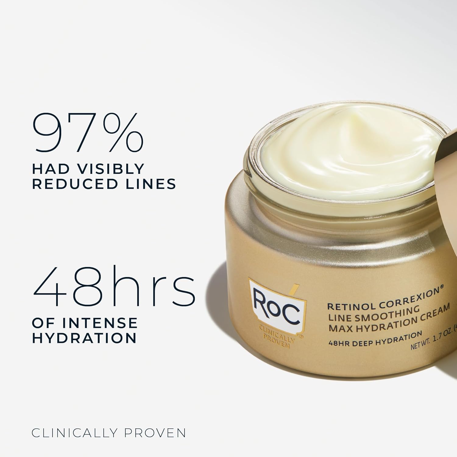 RoC Retinol Correxion Max Daily Hydration Anti-Aging Face Moisturizer with Hyaluronic Acid, Oil Free Skin Care Cream for Fine Lines, Dark Spots, Post-Acne Scars, Retinol Moisturizer, 1.7 Ounces - Image 3