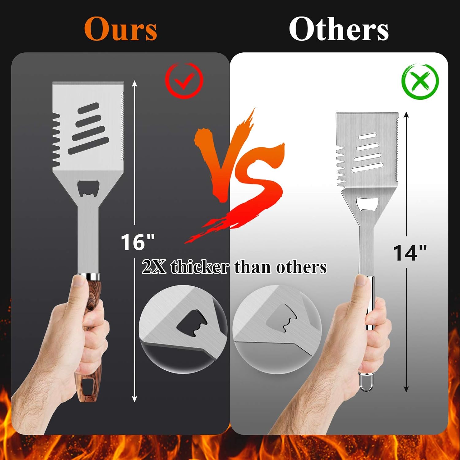 ROMANTICIST 27pcs Heavy Duty Grilling Gifts for Men Dad Fathers Day, Extra Thick BBQ Accessories Tools Set, Stainless Steel Grill Utensils Kit with Meat Claws,Canvas Bag for Outdoor Camping Brown - Image 3