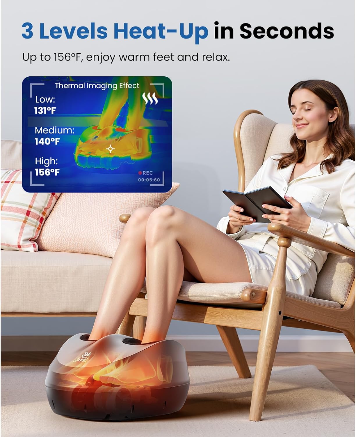 BOB AND BRAD Foot Massager Machine with Heat and Remote, Fits up to Size 14, FSA Eligible HSA Shiatsu Deep Kneading Foot Massager for Plantar Fasciitis and Neuropathy - Image 3