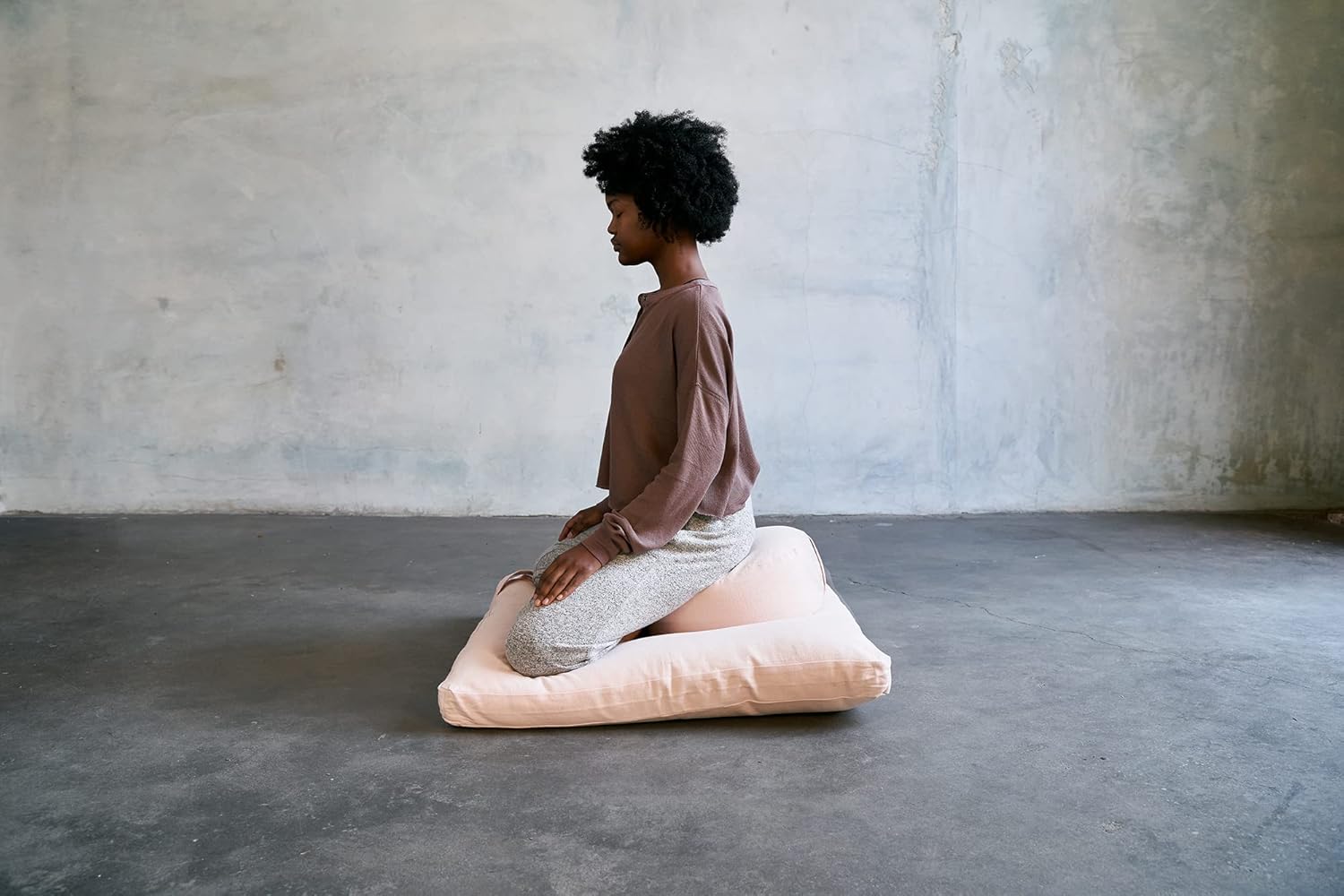 Meditation Cushion Set by renoo - Durable Comfortable Organic Cotton, Linen, Hemp - Modern Zafu Zabuton - Buckwheat Kapok Filled Floor Pillow Yoga Bolster in 15 Colors Washable Cover - Image 5