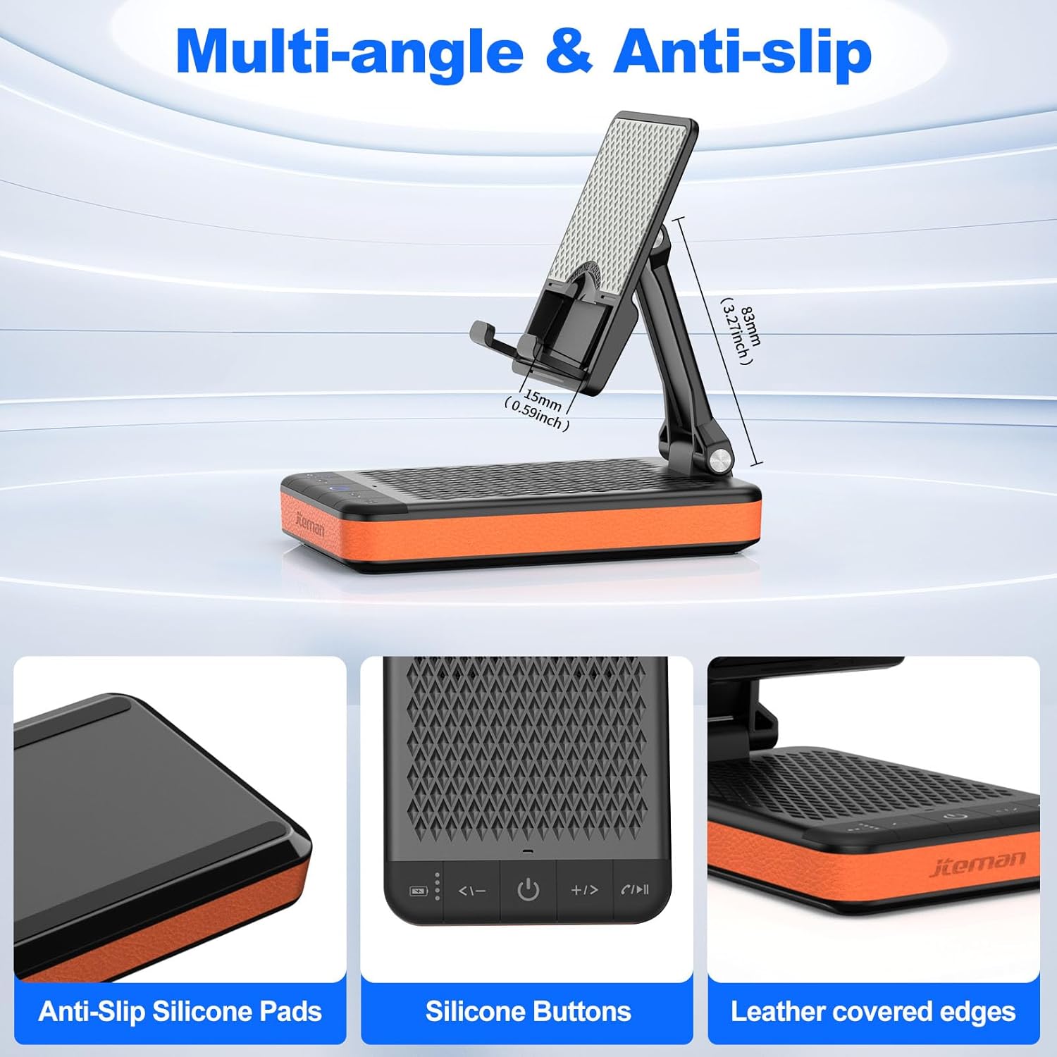 JTEMAN Bluetooth Speaker Phone Stand with Charging Function,Portable Foldable Slim Stand,Birthday Gifts for Men and Women Tech Gadgets - Image 5
