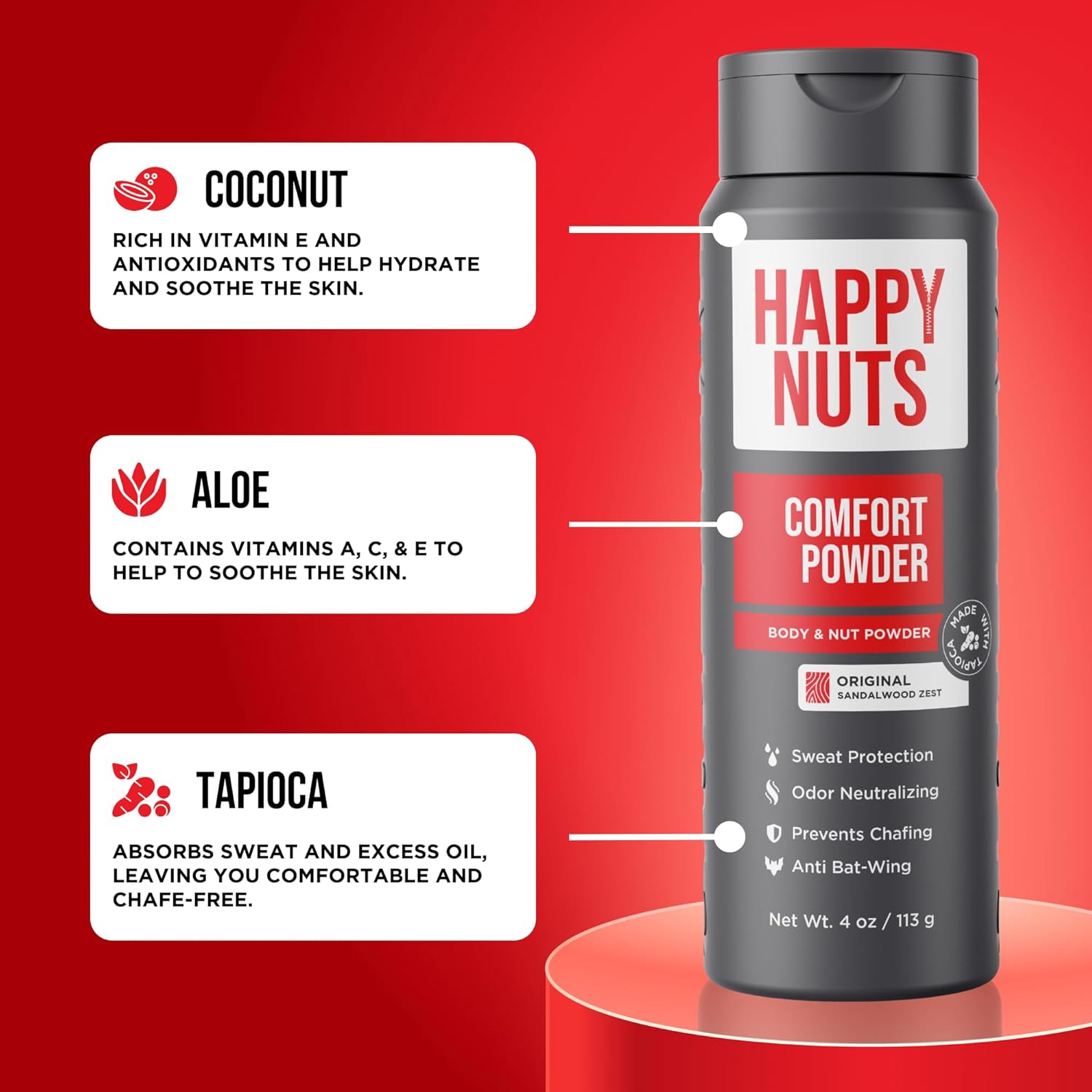 HAPPY NUTS Comfort Powder Deodorant For Men: Anti-Chafing, Sweat and Odor Control for Jock Itch, Aluminum-Free, Ultimate Gift for Men's Private Parts 4 oz (1 Pack), Original Scent - Image 5