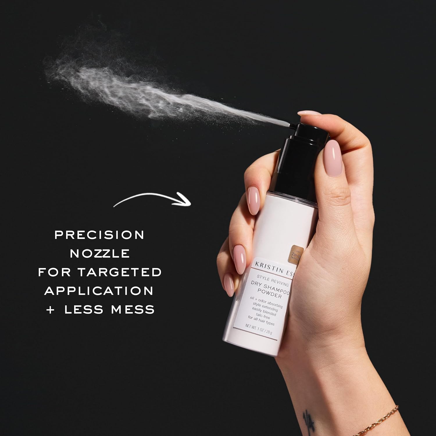 Kristin Ess Travel Size Dry Shampoo Powder For Oily Hair - Fresh Pear Fragrance - Non-Aerosol Style Extender - Sulfate Free, Color Safe, Vegan + Clean - Lightweight - Easily Blends In Dark Hair - Image 2