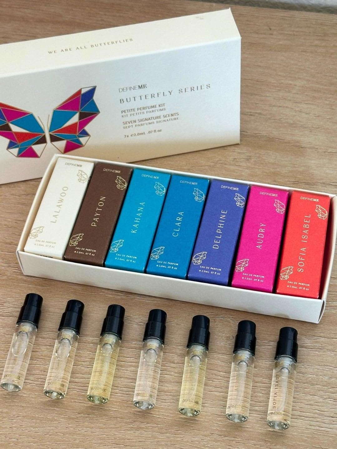 DefineMe Natural Perfume, 7 Scent Gift Set, Lalawoo, Sofia Isabel, Kahana, Audrey, Payton, Delphine, Clara, Perfume Samples for Women, Petite Kit - Image 3