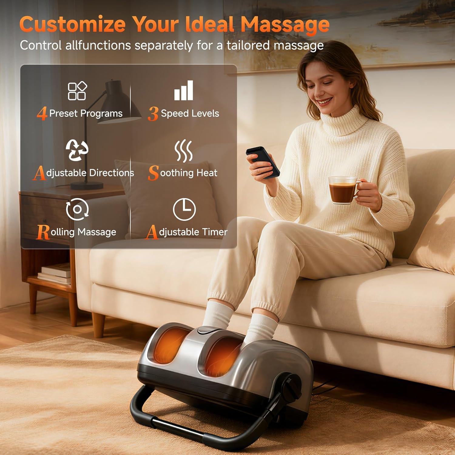 2026 Upgraded Foot Massager with Heat - Shiatsu Deep Kneading Machine for Plantar Fasciitis, Neuropathy & Circulation - 5 Intensities, 4 Modes - Ideal Gifts for Women & Men - Image 2