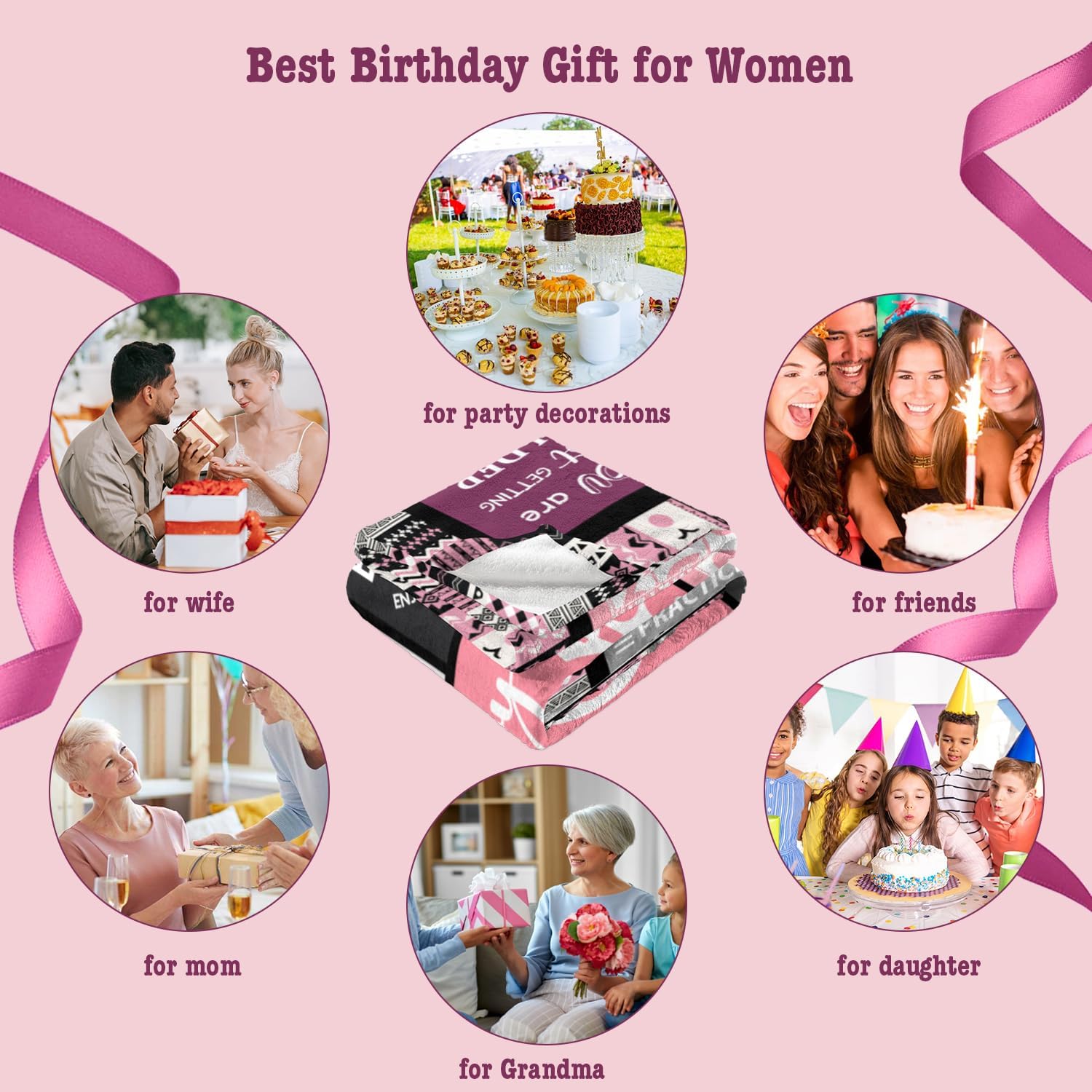 Birthday Gifts for Women Girls Throw Blanket 60"X50", Happy Birthday Decorations for Woman, Gifts for Women Birthdays Unique, Womens Bday Gift Ideas for Her Friend Mom Sister Grandma Wife - Image 7