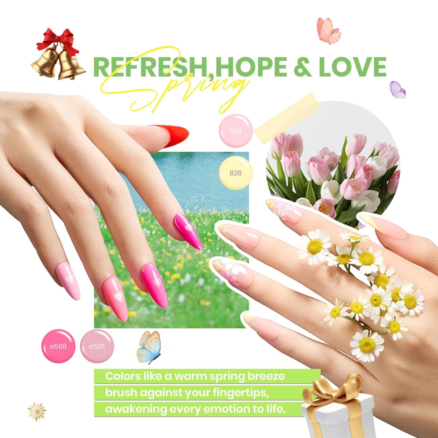 beetles Gel Polish Set Vivid Seasons - Spring Gel Nail Polish Set 36 Colors Pink Yellow Green Purple Jelly Shades 45pcs with Base & Top Coat UV LED Soak Off DIY Salon Summer Gift for Women & Girls - Image 3