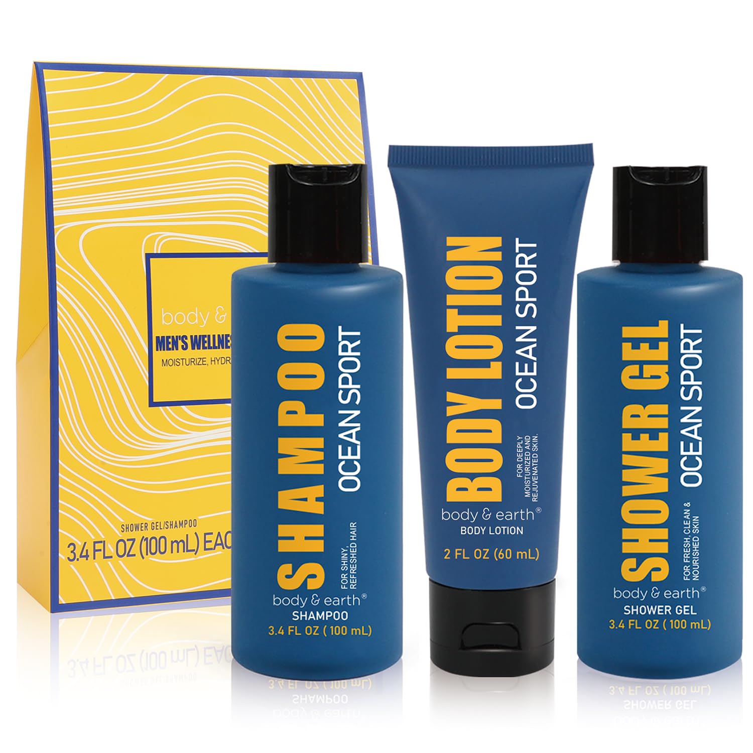 Mens Gifts 3pcs Gift for Men, Fresh Ocean Scent Gift Sets, Mens Birthday and Christmas Gifts for Men, Father Day Gift