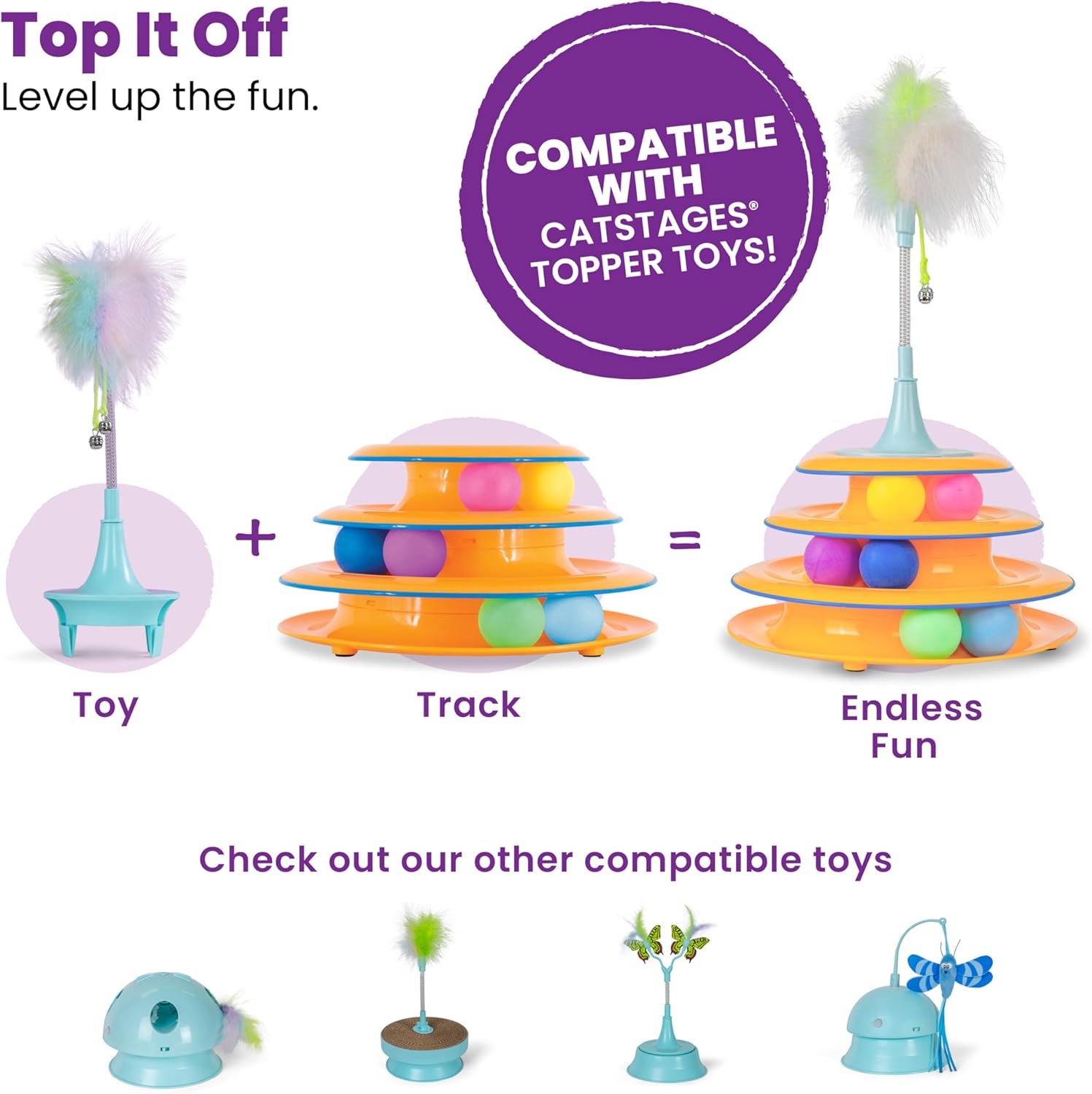 Catstages Tower of Tracks Cat Toy – 3-Level Track Tower with 6 Balls, Interactive Cat Toy for Indoor Enrichment - Image 6
