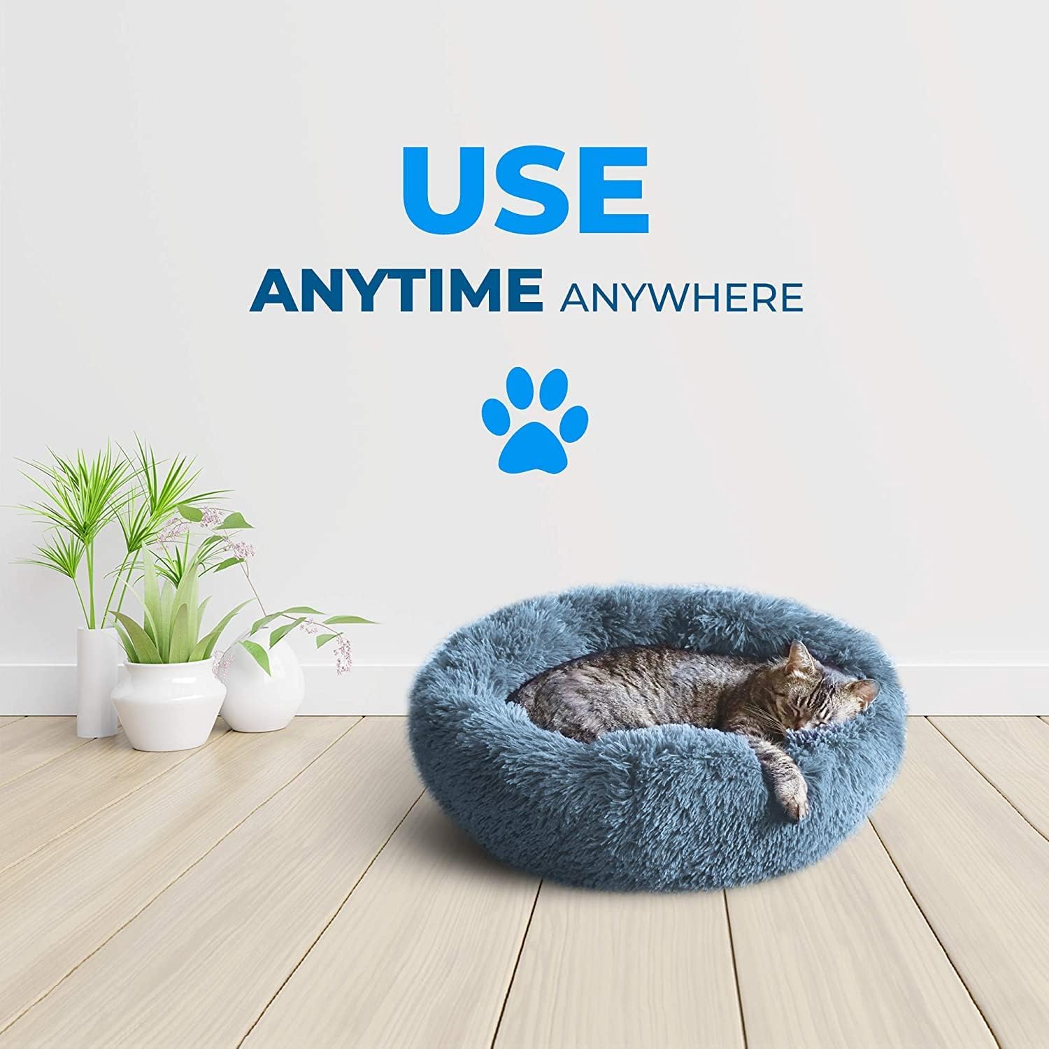 Whiskers & Friends Cat Bed, Cat Beds for Indoor Cats Washable, Orthopedic Soft Fluffy Round Calming Pet Bed for Small to Large Kitty Kittens & Dogs, Small Dog Beds & Furniture - Image 6