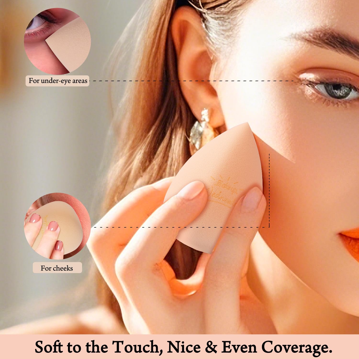Real Perfection Makeup Sponge Set Blender Sponges, Latex-Free Beauty Makeup Sponges 7 pcs with 1 Travel Container Case for Blending Foundation Liquid Cream and Powder (Beige) - Image 8