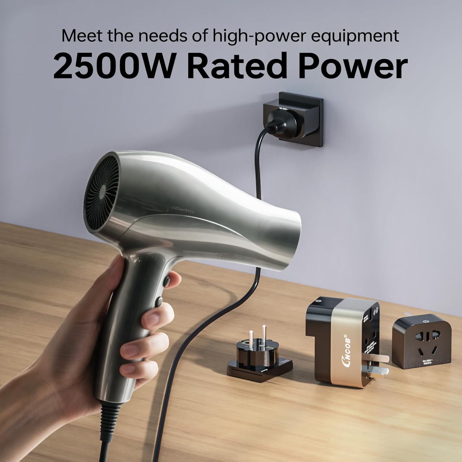Universal Travel Adapter & Global Power Plugs & Outlets, GaN Fast Wall Charger with PD 3.0 USB-C & USB-A Ports, All-in-1 International Compact Adaptor for EU USA UK Aisa Hair Dryer Steam Iron Laptop - Image 2