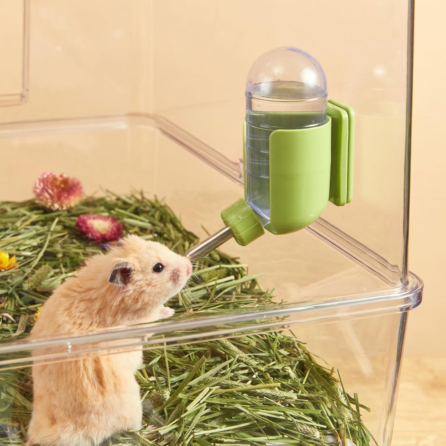 Hamster Water Bottle with Magnetic Holder, Freestanding Water Bottle for Glass Tanks, Suitable for Syrian Dwarf Hamsters Gerbils Mice Rats Degus (Grey, 4 oz (Magnetic-Mounted)) - Image 7