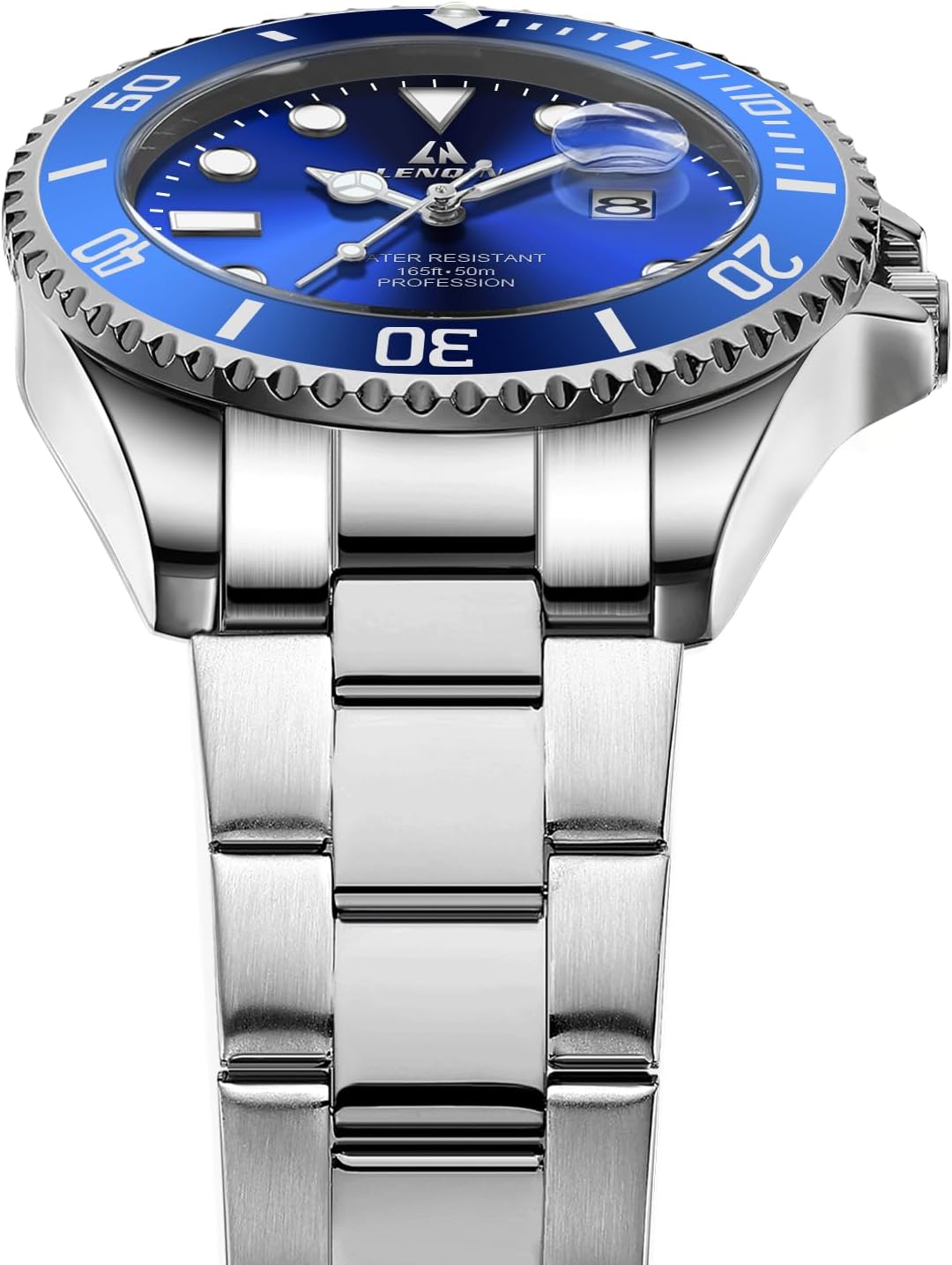 LN LENQIN Mens Watches Stainless Steel Waterproof Analog Quartz Watch for Men with Date Luminous Fashion Wristwatch - Image 3