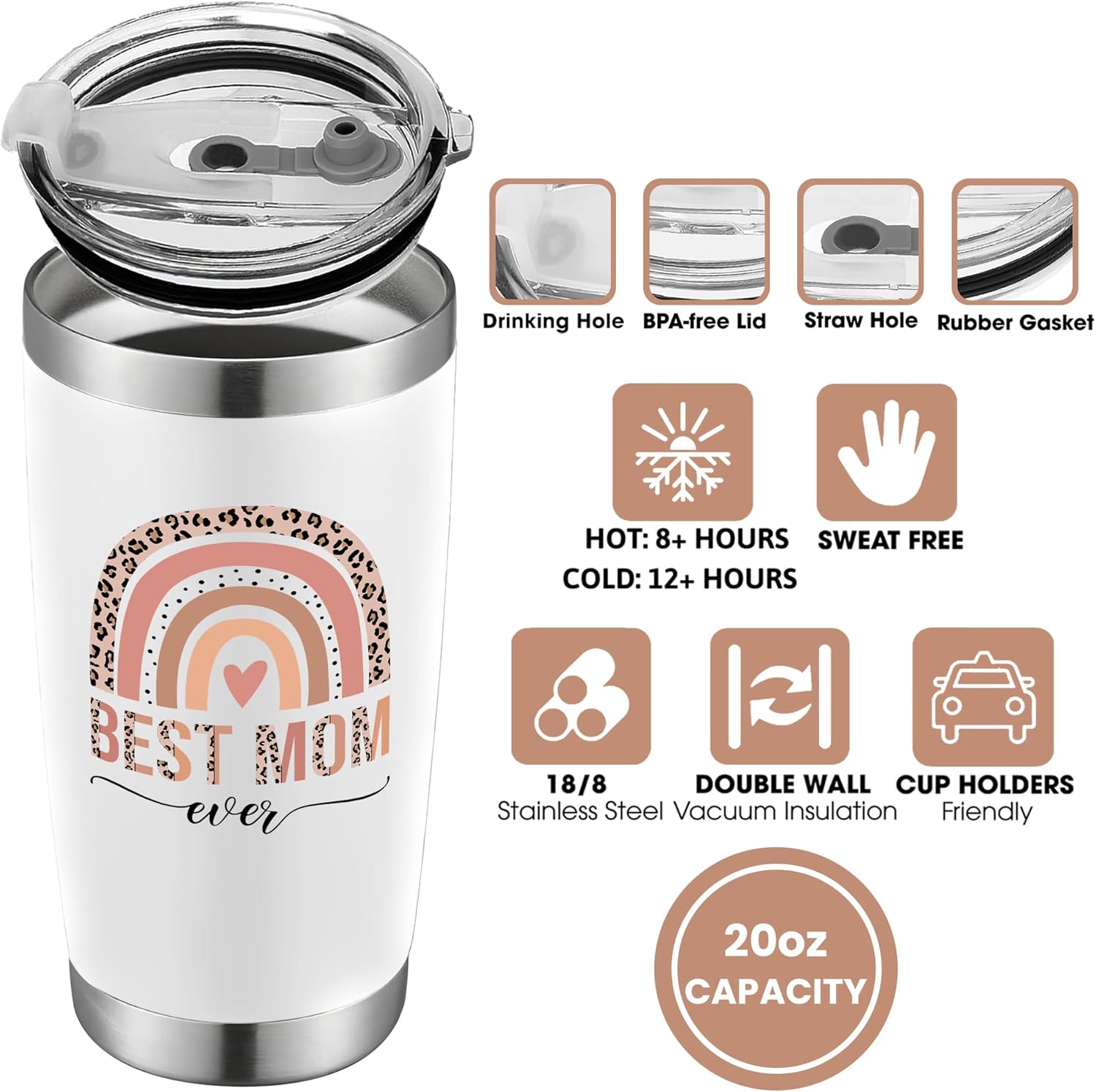Gifts for Mom from Daughter Son - Birthday, Valentines, Mothers Day Mom Gifts for Wife, Her - Mother's Day Gift Ideas for Mama, Mother - Gift for New Moms, Mothers - 20 Oz Tumbler - Image 3