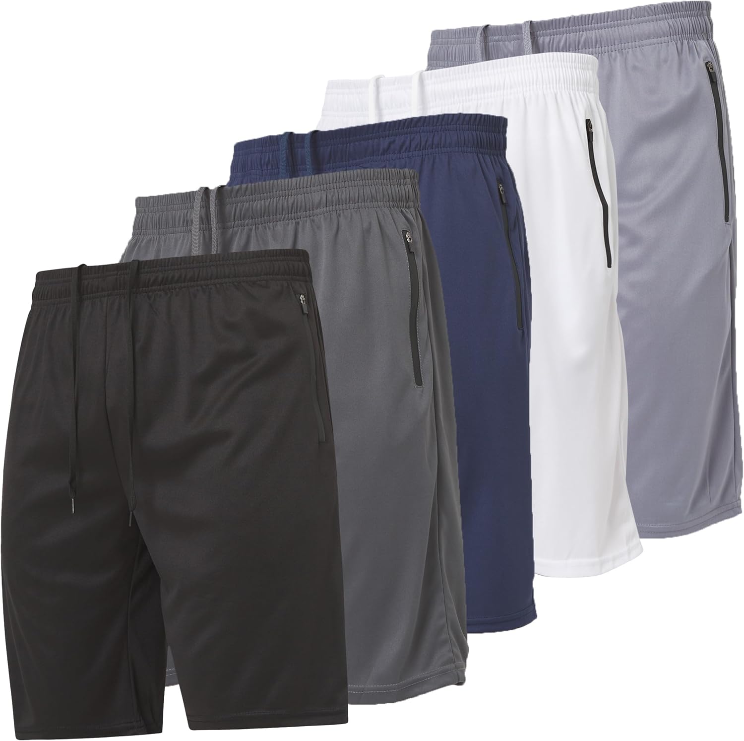 Ultra Performance Mens 5 Pack Athletic Running Shorts, Loose fit Basketball Gym Workout Shorts for Men with Zippered Pockets