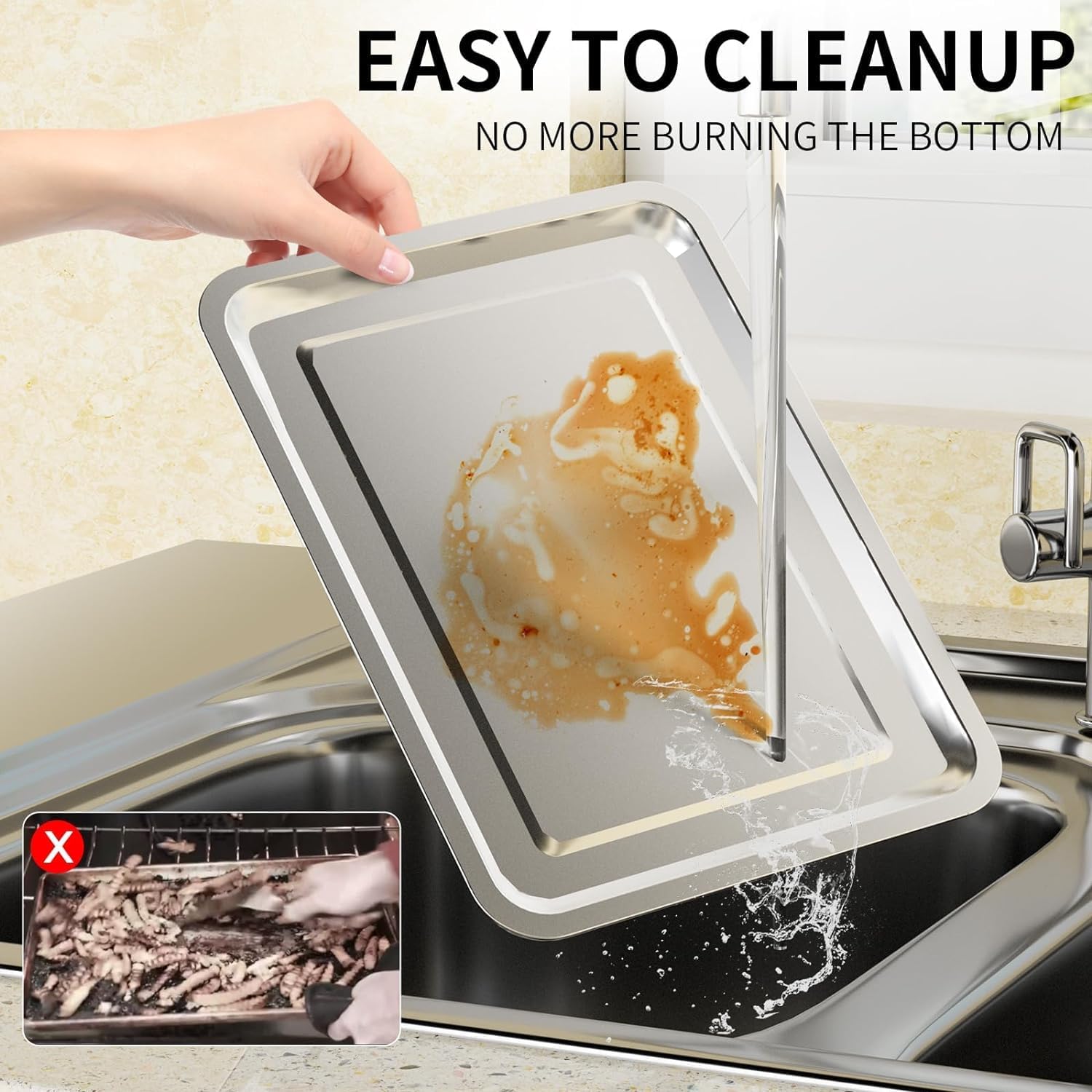 Air Fryer Basket for Oven, OPENICE 15.3" x 11.0" Large Air Fryer Tray and Pan with 30PCS Parchment Papers, Stainless Steel Oven Air Fryer Basket and Tray for Baking Grilling - Image 7