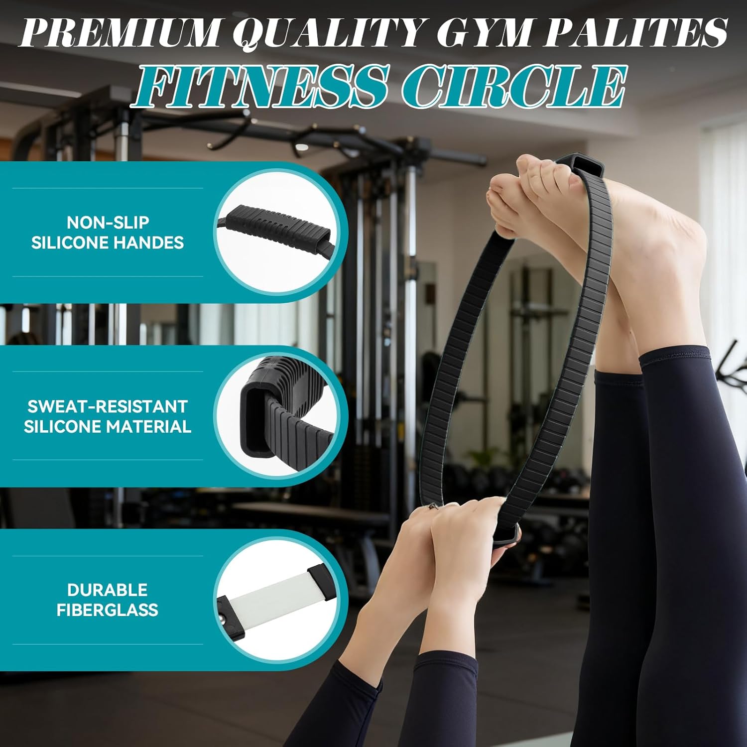 Pilates Ring, Silicone Magic Pilates Rings, Lightweight & Durable Flexible Fitness Circle Exercise Equipment for Toning Arms, Thighs,Legs, Core,Yoga & Physical Therapy - Image 3