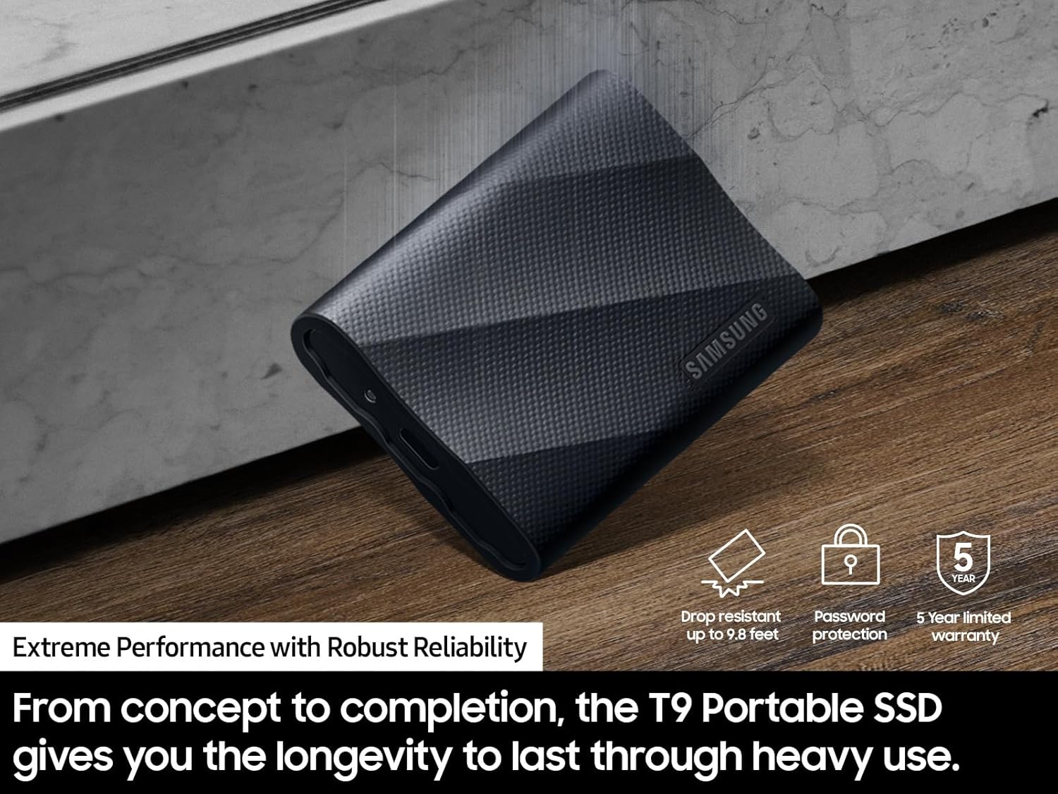 SAMSUNG T9 Portable SSD 4TB, USB 3.2 Gen 2x2 External Solid State Drive, Seq. Read Speeds Up to 2,000MB/s for Gaming, Students and Professionals,MU-PG4T0B/AM, Black (pack of 1) - Image 6