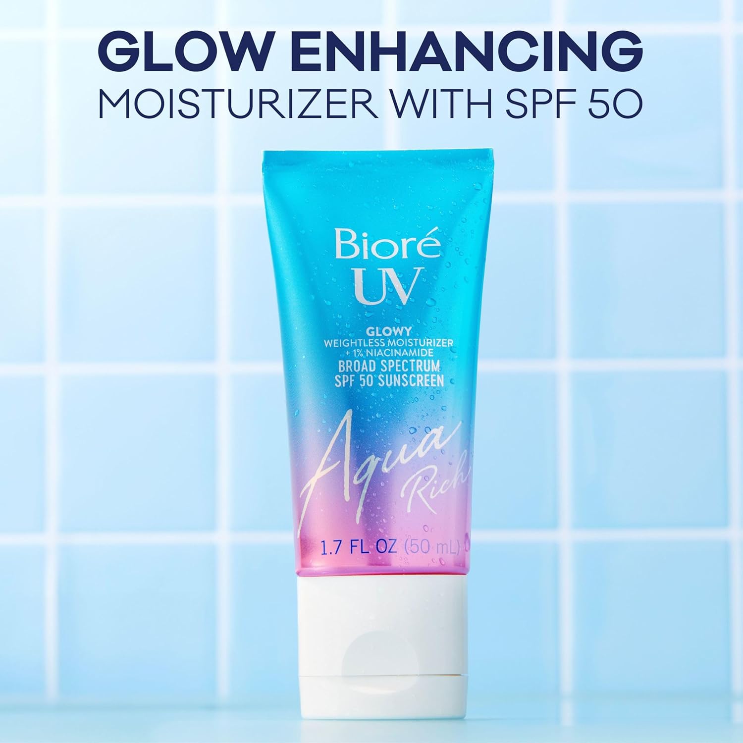 Bioré UV Aqua Rich Glow Enhancing Moisturizer with SPF, Daily Moisturizer with SPF 50, 1% Niacinamide Facial Sunscreen, 1.7 Oz - Image 9