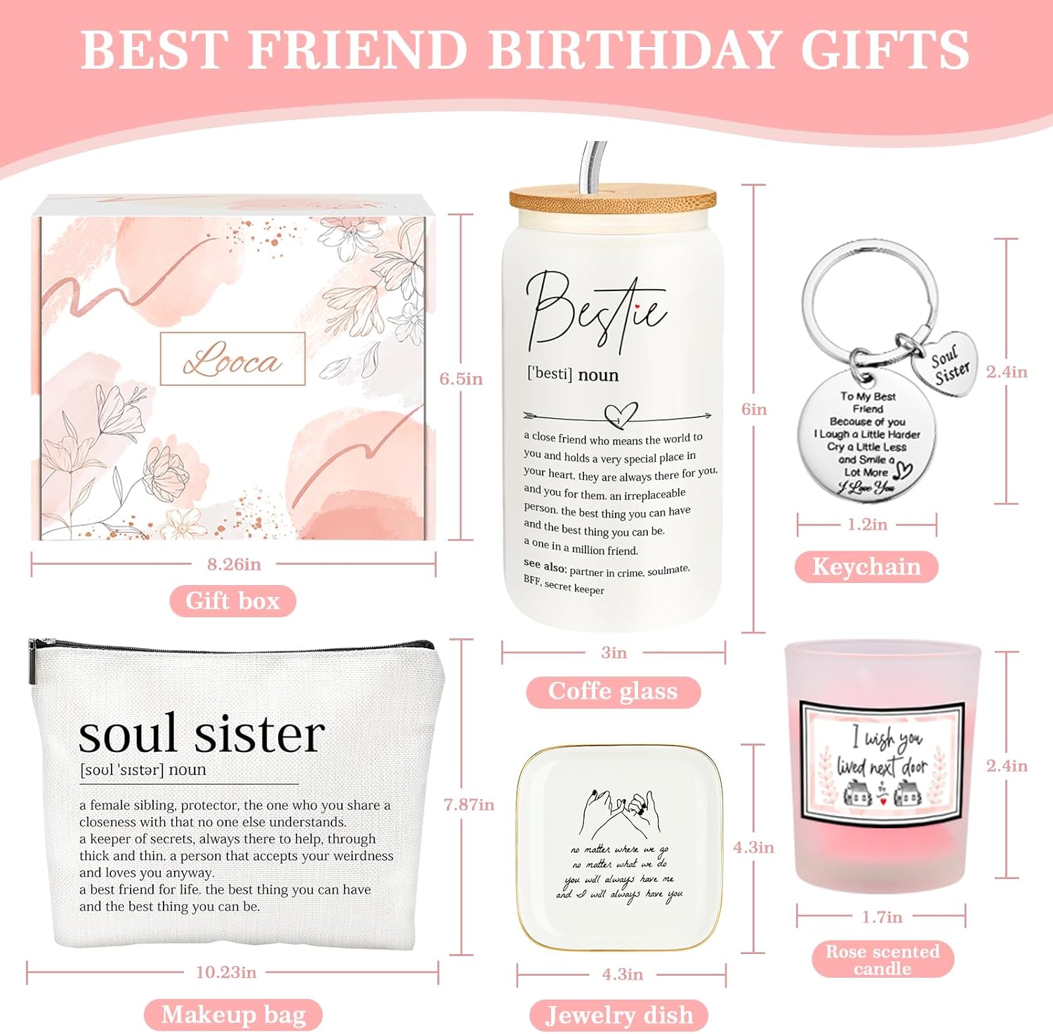 Best Friend Birthday Gifts for Women Friendship Gifts for Women Bestfriend Birthday Gift for Best Friend Woman Bestfriend Gift Ideas with Cup Bag Candle Keychain for Soul Sister Bestie BFF - Image 8