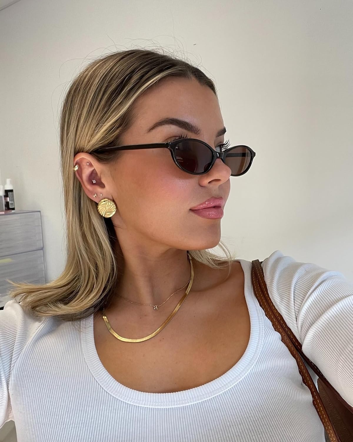 Retro Oval Sunglasses for Women Chic Cat Eye 90s Sunnies Lightweight Narrow Shades Trendy UV protection Sun Glasses - Image 6