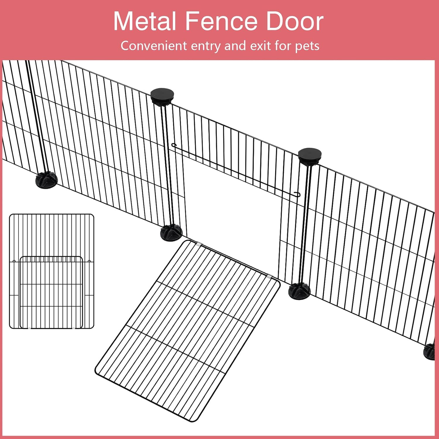 20 Panels Small Animal Playpen, 48" x 24" x 16" Pet Playpen with Waterproof Mat, C&C Cage for Guinea Pigs, Rabbit/Bunny/Baby Chicken Cage,Bunny/Puppy/Chicken Pen Indoor Outdoor Portable Metal Fence - Image 4