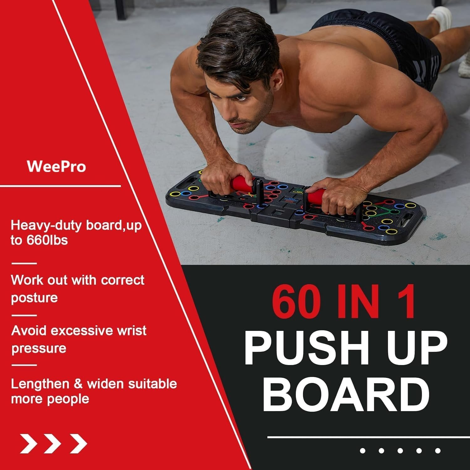 Push Up Board 60 in 1 with Smart Counter, Foldable Portable Home Gym System with Resistance Bands & Handles, Strength Training Equipment for Men & Women, Full Body Workout Kit - Image 6