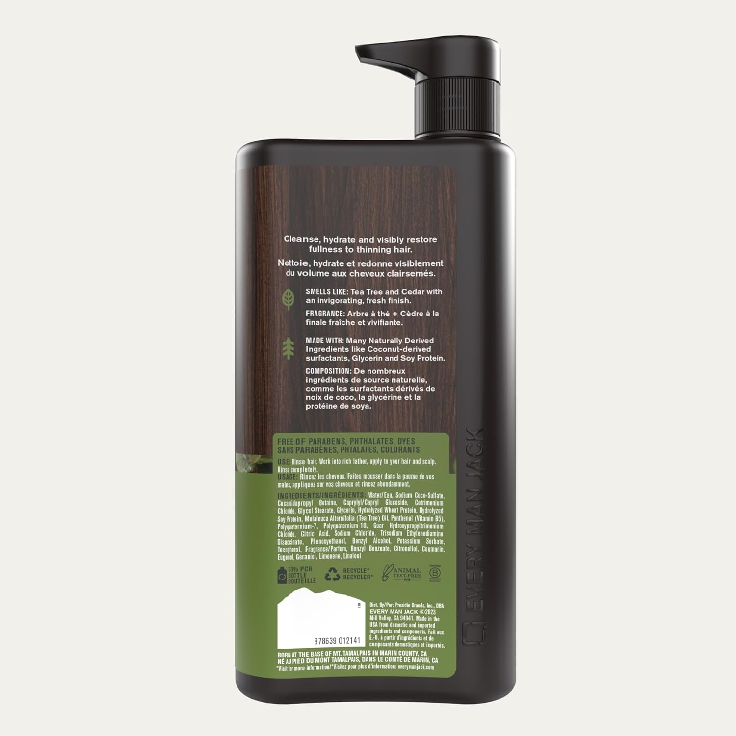 Every Man Jack 2-in-1 Tea Tree + Cedar Shampoo + Conditioner - Thicken, Cleanse, and Hydrate Hair with Coconut, Aloe, Tea Tree Oil - Naturally Derived and No Harmful Chemicals - 24oz -1 Bottle - Image 9