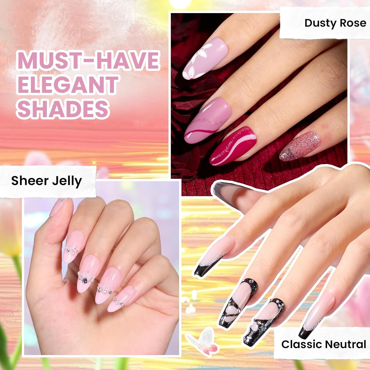 Beetles 110 PCS Gel Nail Polish Set, 100 Colors Infinite Inspiration Gift Spree All Season Red Brown Green Black Gel Polish with 5Pcs Base Top Coat Soak off UV Gel for Manicure Lovers DIY at Home - Image 4