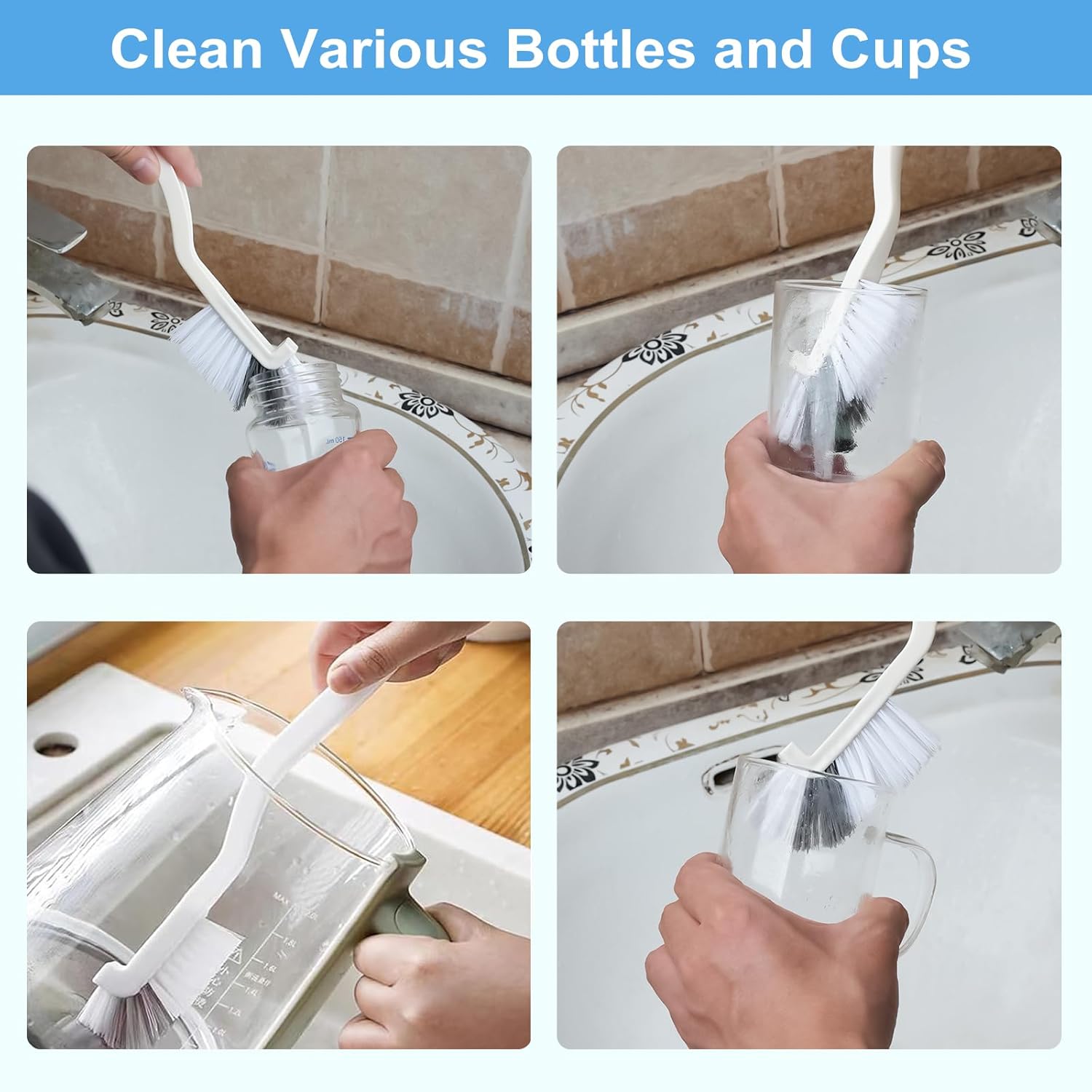 Dfacio 11Pcs Crevice Cleaning Brush Set, Hard Bristle Cleaning Supplies for Kitchen, Bathroom, Corner, Grout, Sink, Cup, Teapot, Bottle, Blender - Image 6