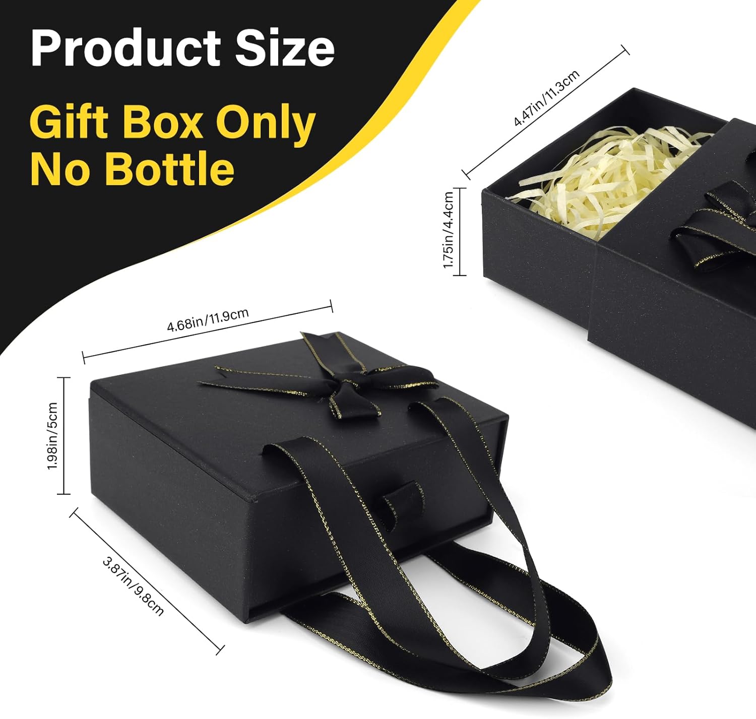 Segbeauty Drawer Black Gift Box Portable, Empty Gift Box for Presents for Women Men, Mini Decorative Package Storage Boxes with Ribbon for Travel Perfume Bottle Roller Bottles Cosmetic Containers - Image 3