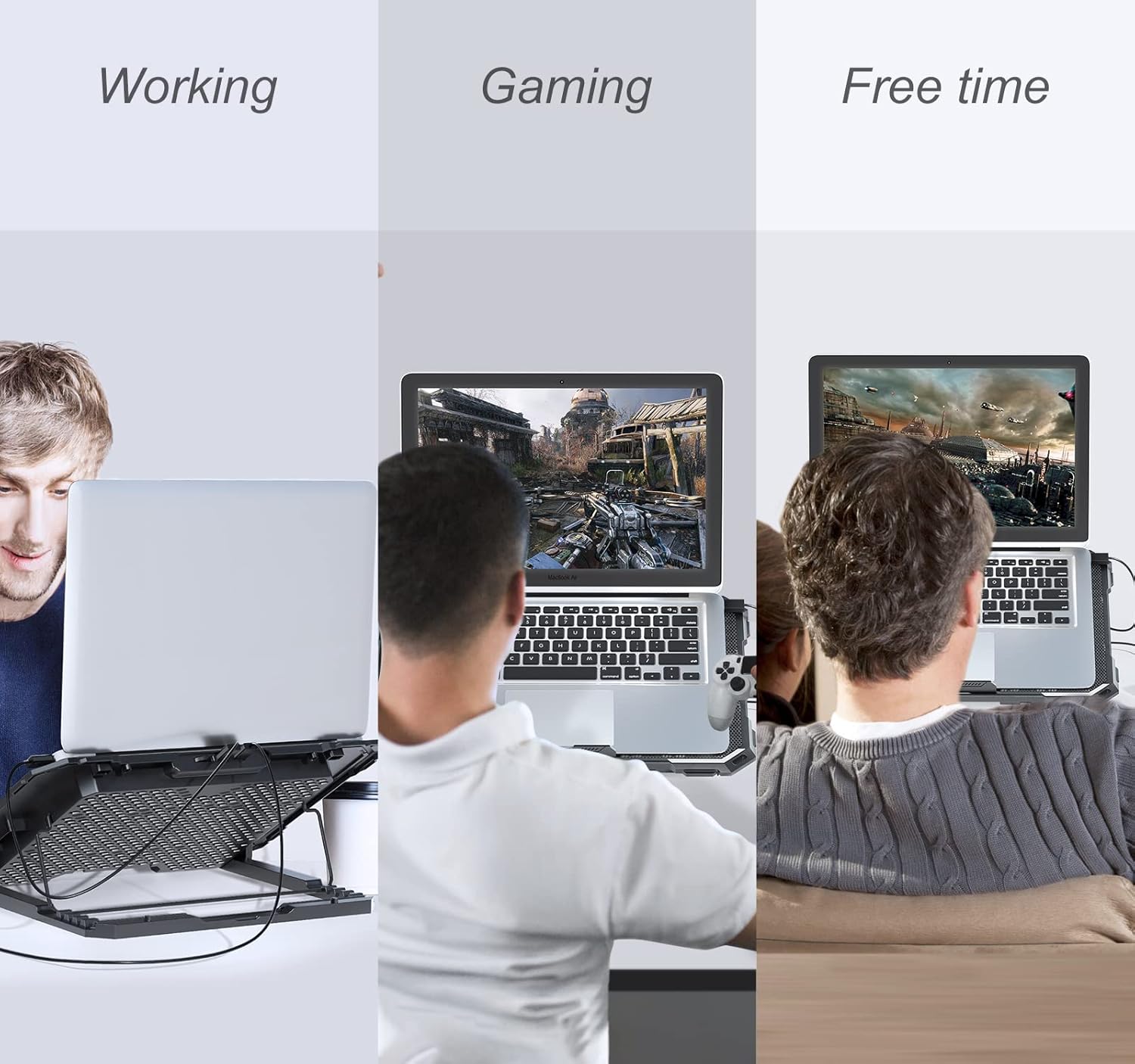 ICE COOREL Laptop Cooling Pad with 6 Cooling Fans, Cooling Pad for Laptop Fan 13-15.6 Inch, Laptop Cooler Stand with 6 Height Adjustable, Notebook Cooler Pad with Two USB Port - Image 8